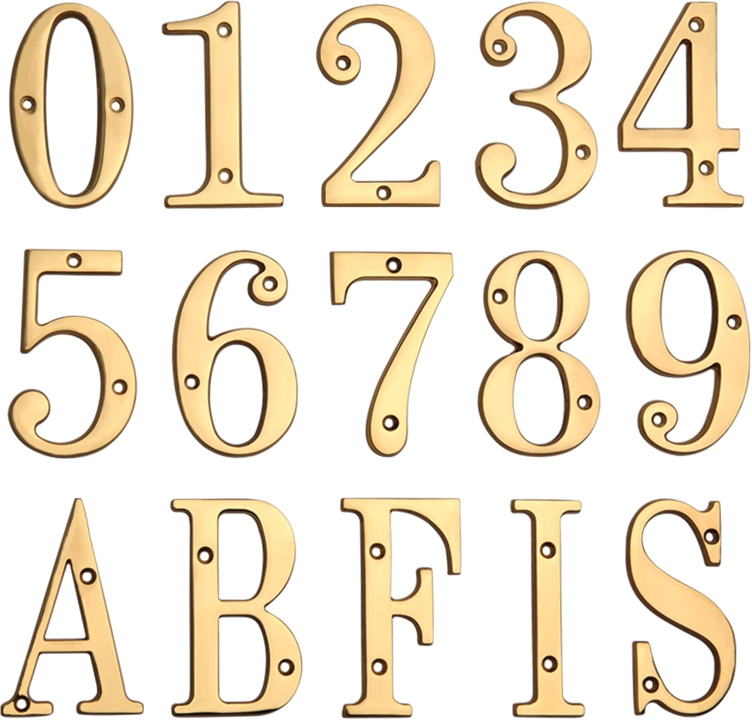 HASWARE House Number Sign 4 inch (10 cm) Polished Brass Finish Stylish Curvy Modern Door Numbers Signage Plaque Street Home Address Numerals(2, Brass)