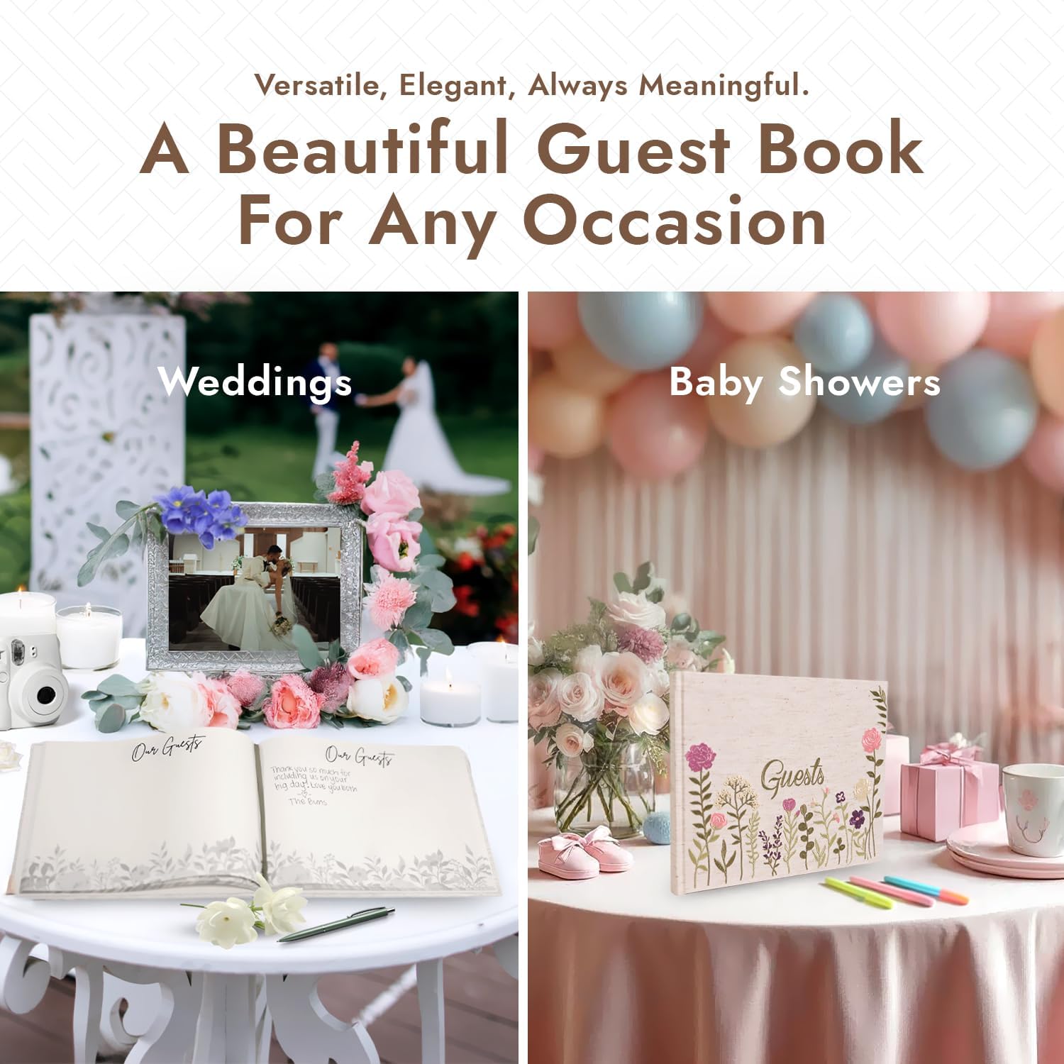 Floral Embroidered Wedding Guest Book Linen Polaroid Guest Book for Wedding Reception Party, Bridal Shower, Baby Shower, Quinceañera-160 Blank Decorative Pages Hardcover Guestbook Wedding Reception