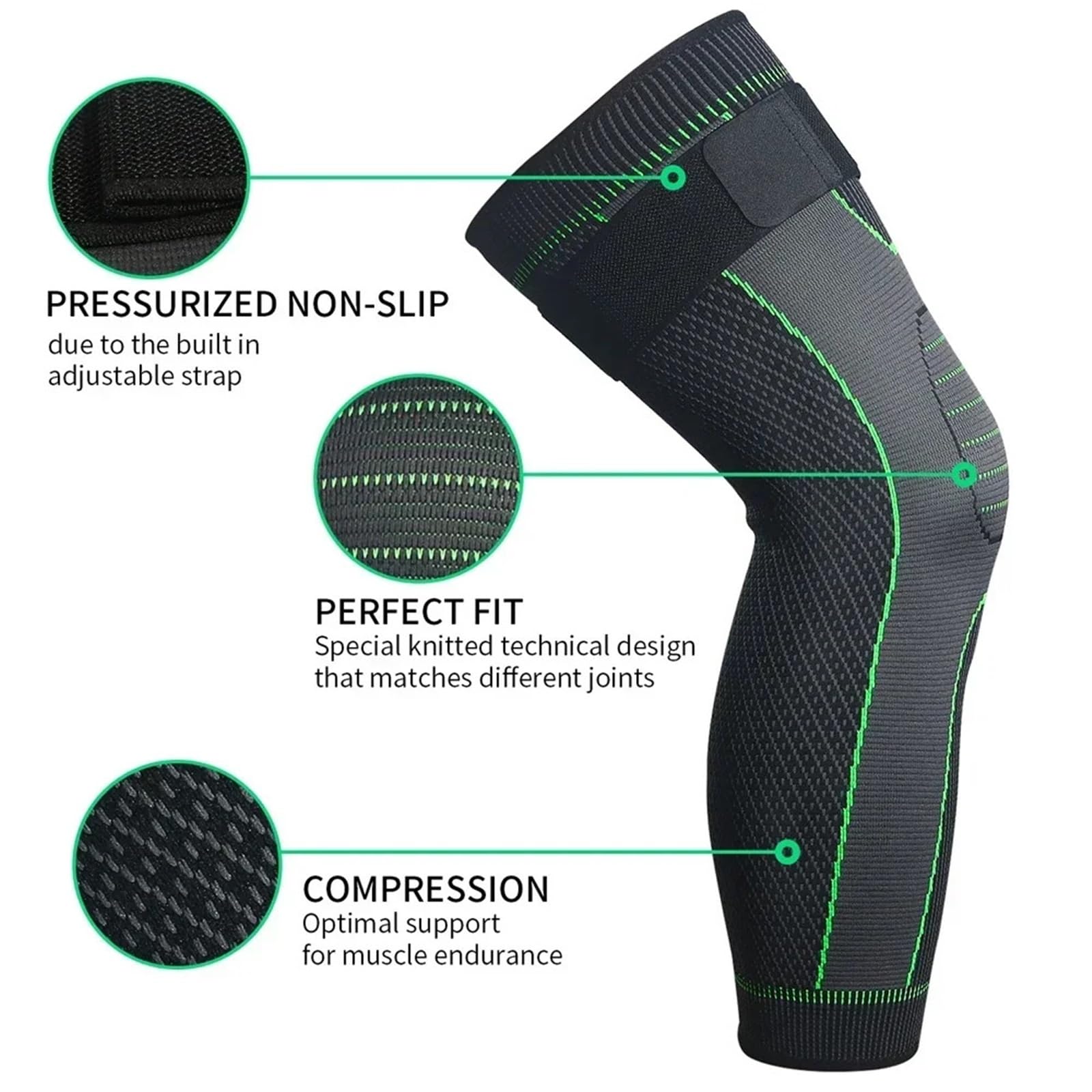 Funda De CompresióN Pierna Completa Manga de compresión pierna completa for hombre y mujer, con correa, manga larga for correr, baloncesto, fútbol, ​​ciclismo, 1/2 Uds(Black-2Pcs,XXL)