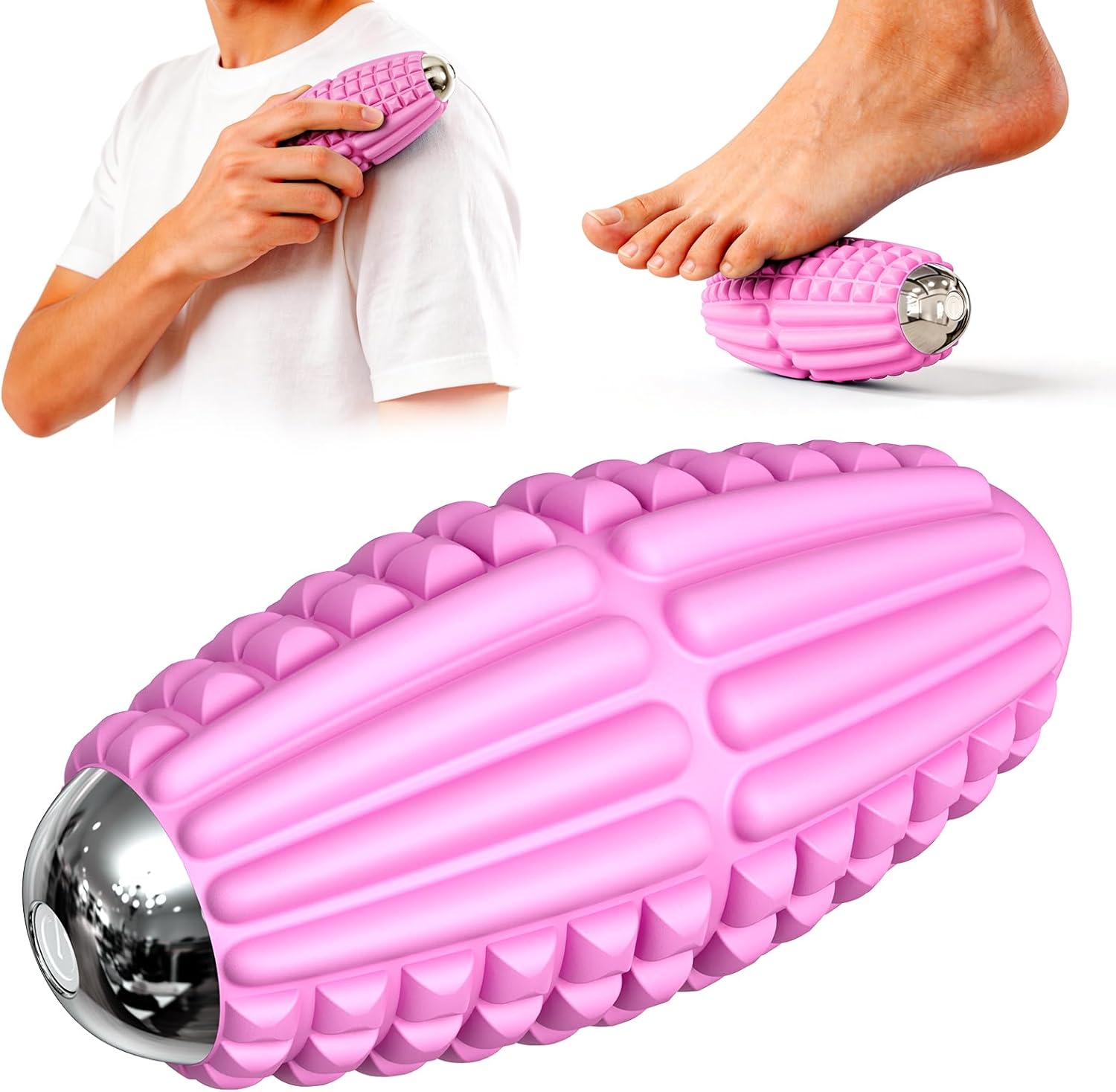 Mini Massage Ball 4 Speeds Vibrating Massage Roller Ball for Foot,Leg,Palm,Hand,Neck,Back,Trigger Point Portable Muscle Plantar Fasciitis Relief Relaxation for Athletes & Office Workers (Blue)