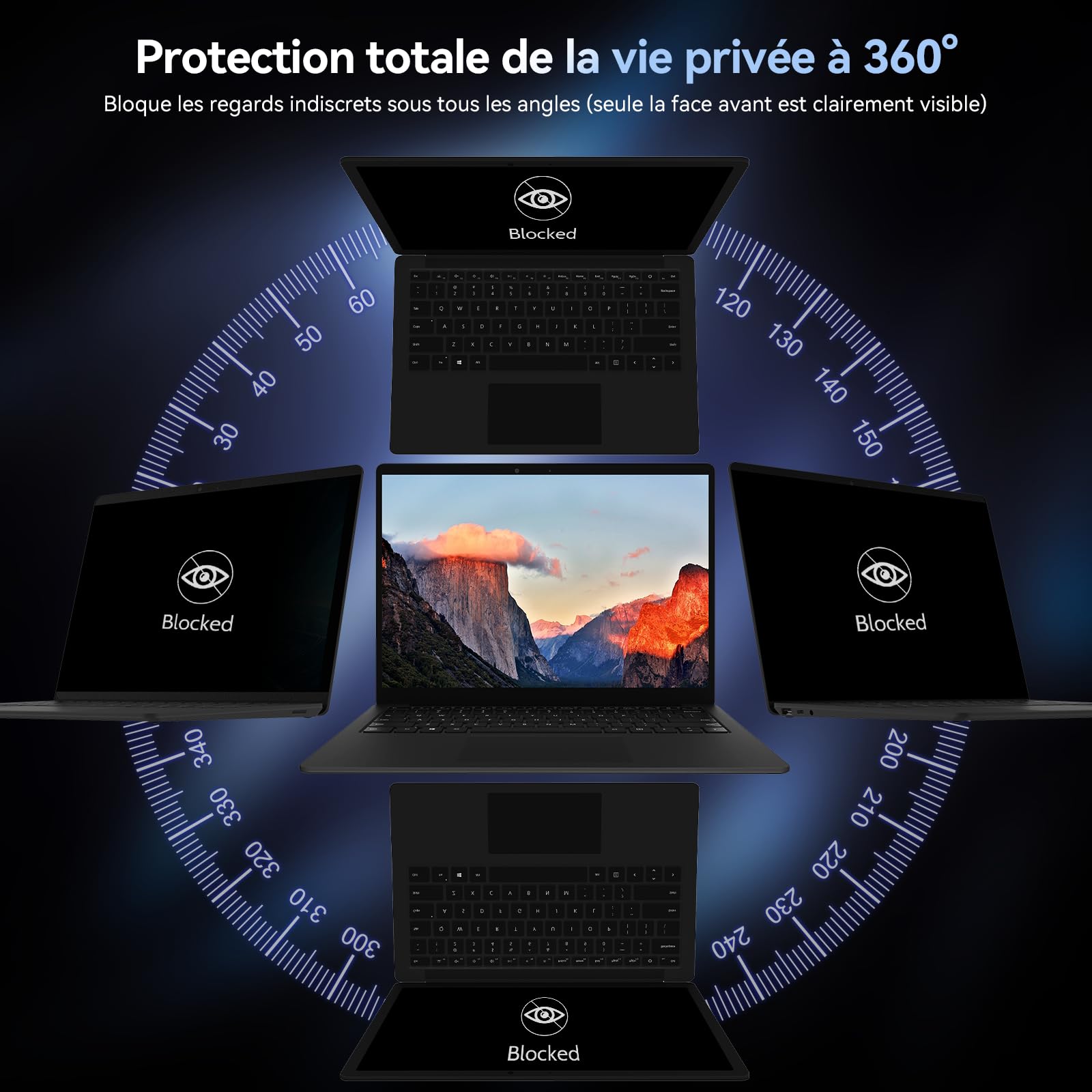 360° Filtre de Confidentialité 16 Pouces 16:10,Protection Ecran Anti-Espion Anti-Reflet,Laptop Privacy Screen Protector Compatible avec Lenovo/Dell/HP/Asus/Samsung/Acer