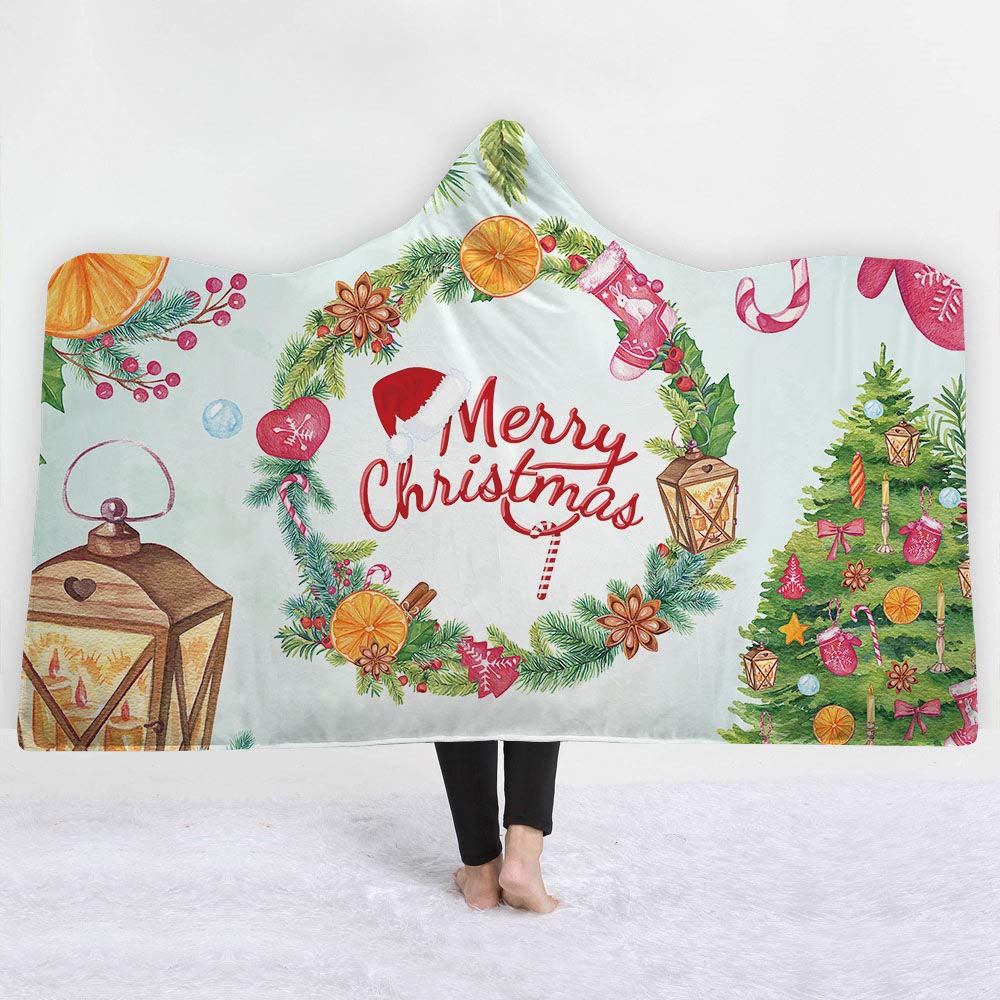 Couverture plaid de Noël à capuche pour la pause déjeuner au bureau