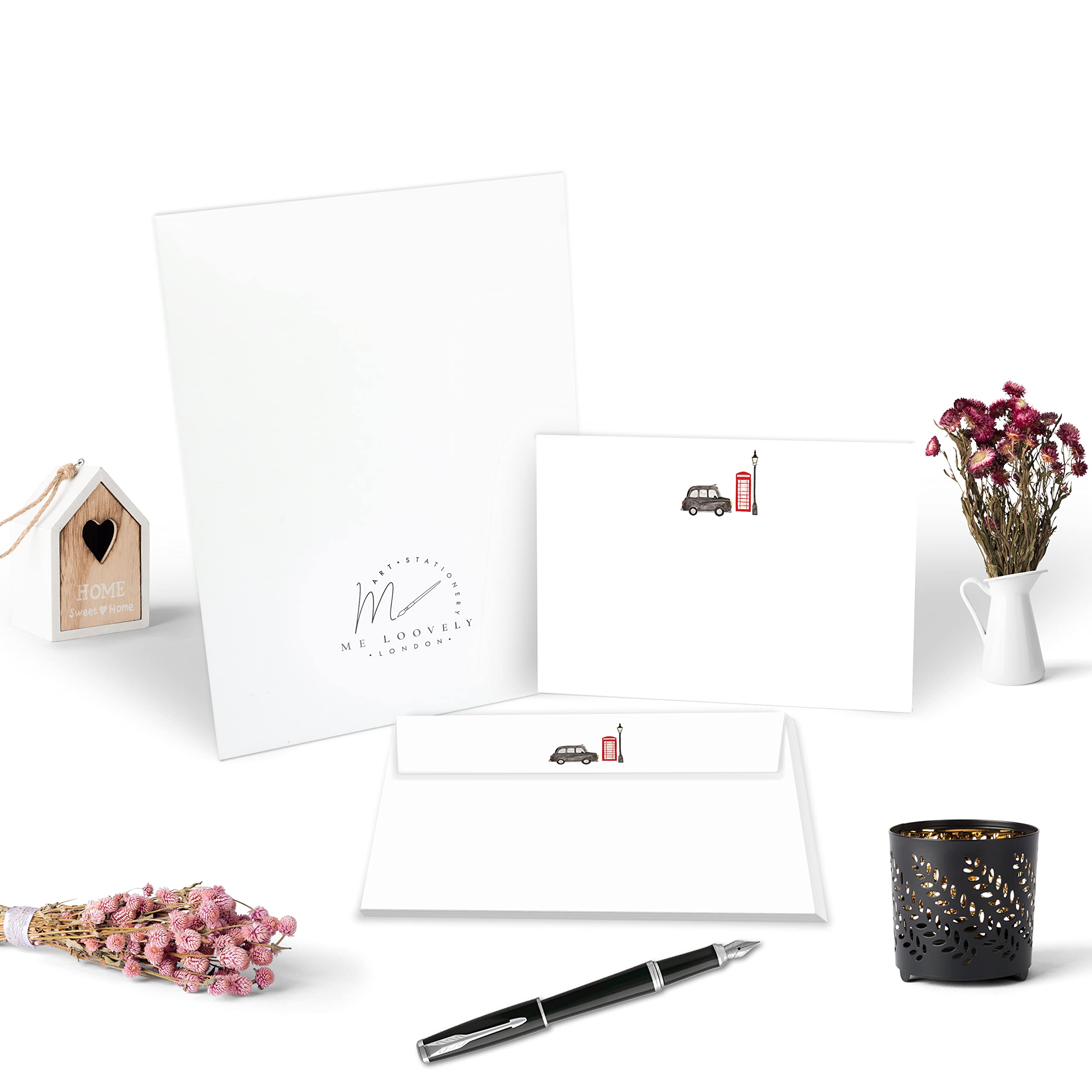 Me Loovely London Icon Flat Notecard and Envelopes Sets A6 Size Greeting Cards All Occasions Correspondence Card Luxury Writing Supplies | Gifts (10 Cards & 10 Envelopes with Gift Envelope)