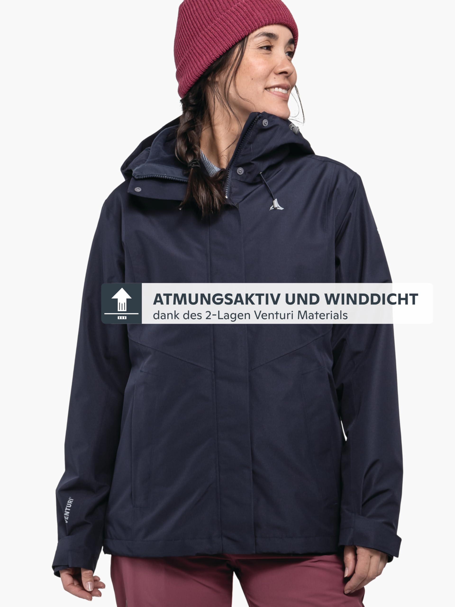 Schöffel Damen 3in1 Jacket Style Okere WMS, wasserdichte, atmungsaktive Outdoorjacke mit herausnehmbarer Fleecejacke, warme 3in1 Jacke mit verstellbarer Kapuze - 3
