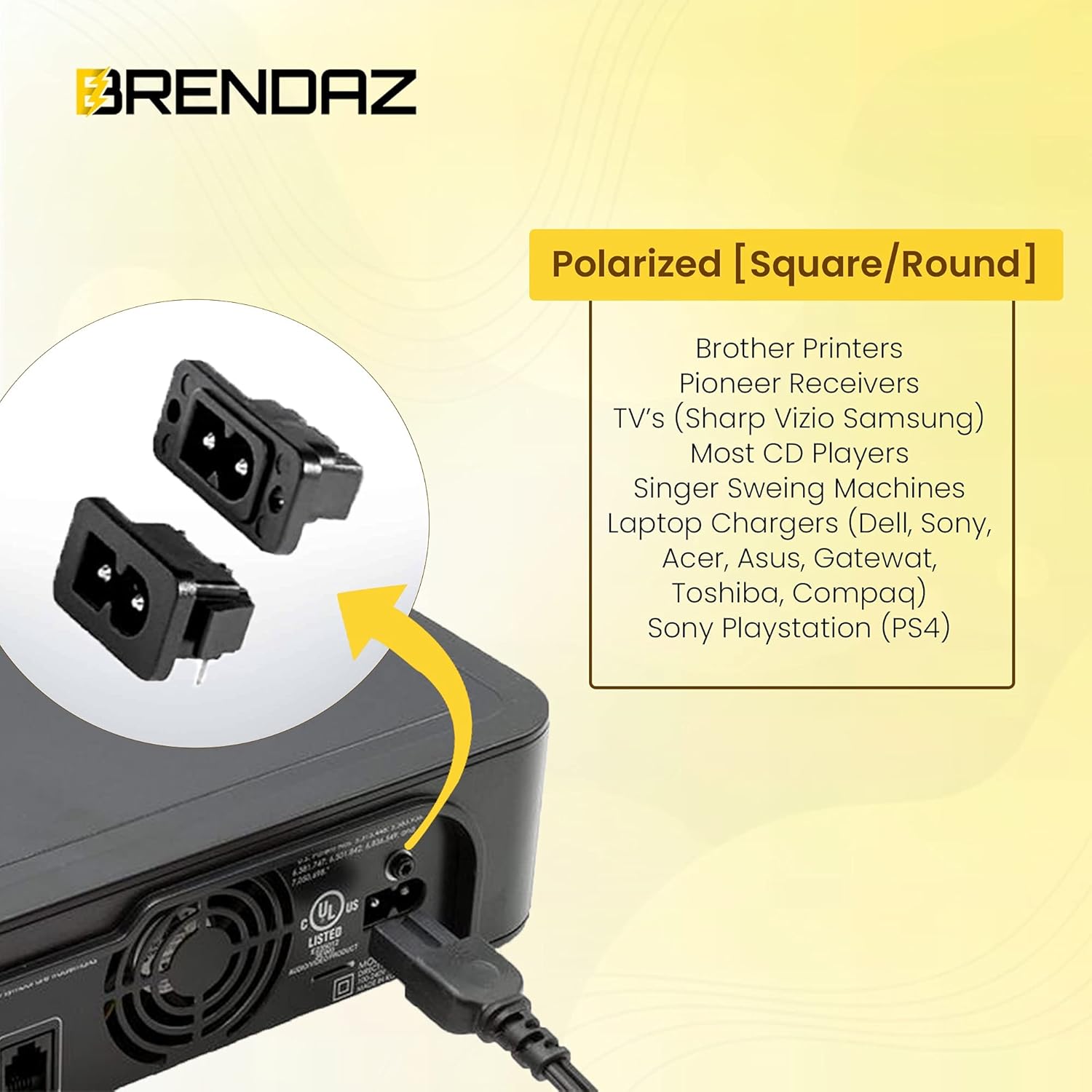 Amаzоn Crаzу 🔥 Dеаlѕ BRENDAZ Premium Quality Polarized Power Cord, 2-Slot Universal Power Cable Compatible with Vizio E-M-Series HDTV, Sharp, Sanyo, Philips, Emerson TV and More, UL Listed Power Cable 125V, 10A (15-feet)