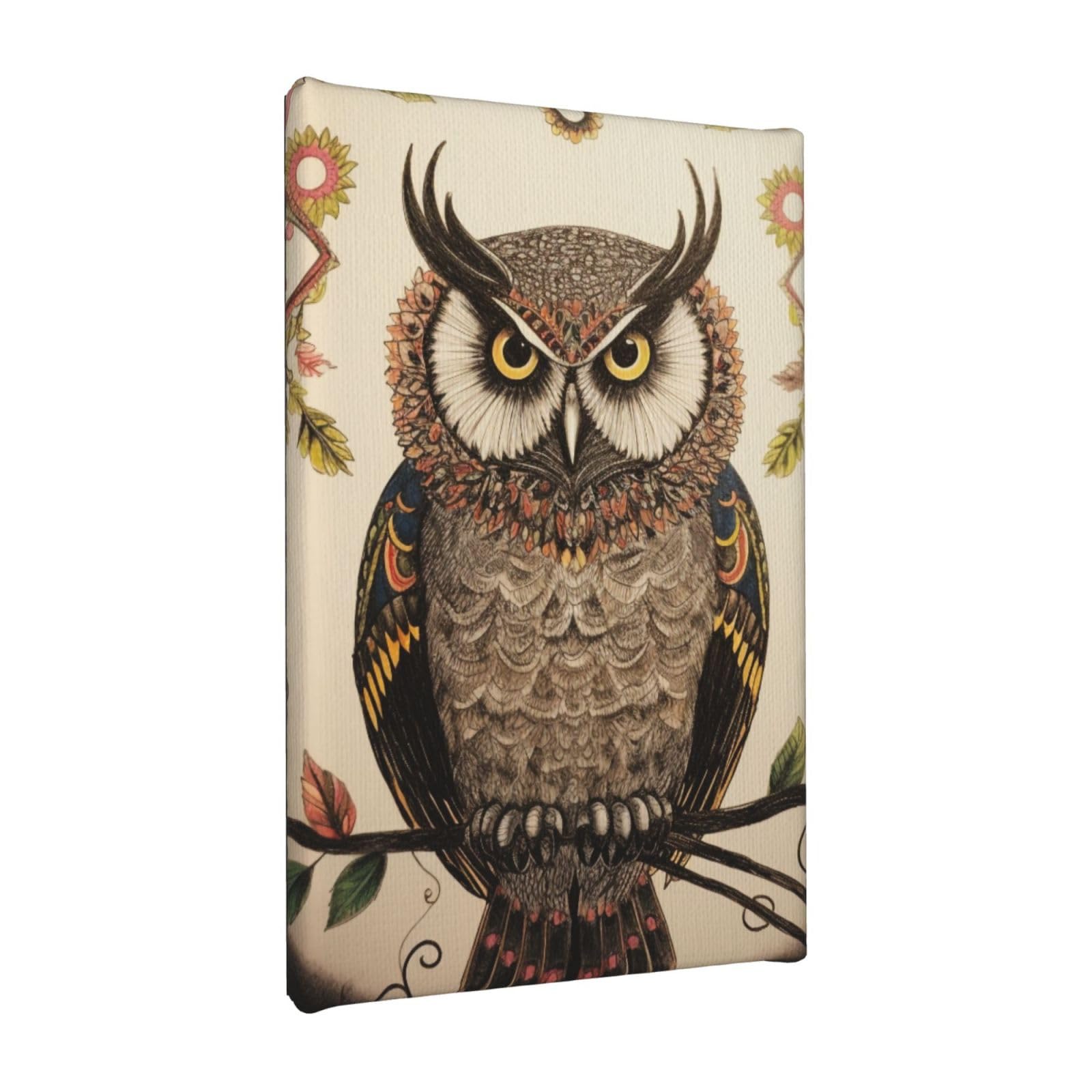 YKLJG Owl Beliefs Printed Wall Art Canvas Painting 20x30 CM Wooden Framed Picture Painting Artwork Prints for Bedroom Kitchen Home Office Decor