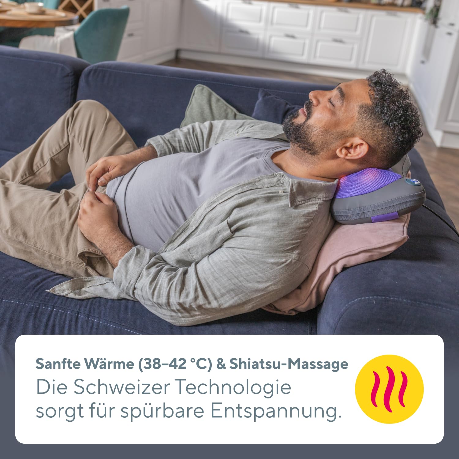 B.Well MED-420 Shiatsu-Massagegerät | Für Nacken, Schultern, Beine & mehr | Schweizer Qualitätsstandards: 3D-Rotationsköpfe mit Infrarot-Wärme, 3 Stufen und praktischer Armschlaufe