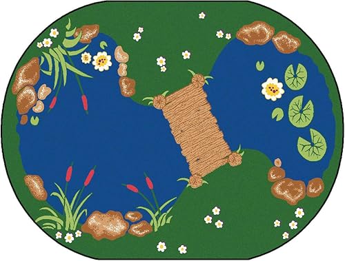 Carpets for Kids 3045 The Pond - Alfombra ovalada para sala de juegos, 4 pies 5 pulgadas x 5 pies 10 pulgadas, color verde