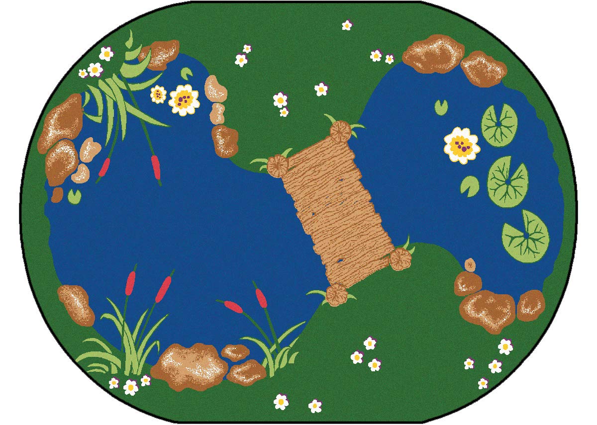 Carpets for Kids 3045 The Pond Playroom Rug 4ft 5in x 5ft 10in Oval Green