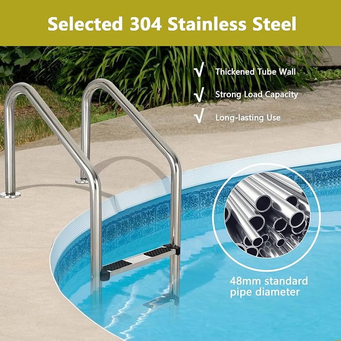 Escalera para piscina 3 pasos acero inoxidable resistente miniatura 3