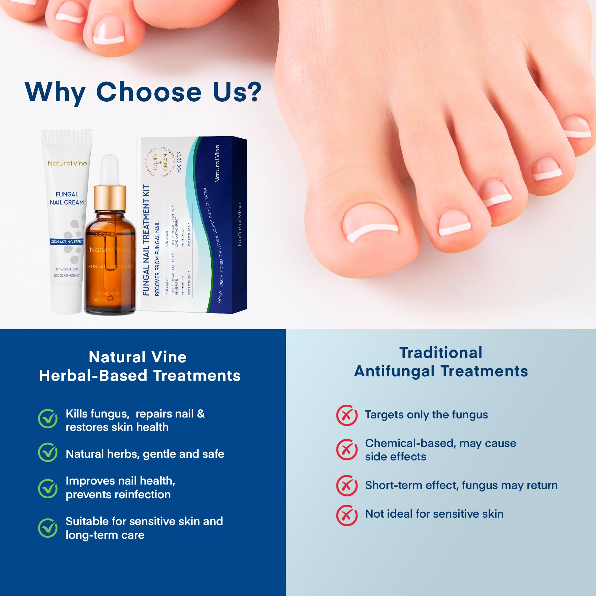 Tratamiento de hongos en las uñas: Líquido de tratamiento de uñas de hongos 0.5 fl oz y crema reparadora de uñas antifúngica 0.71 oz para uñas de los pies y uñas - Extra fuerte con 7