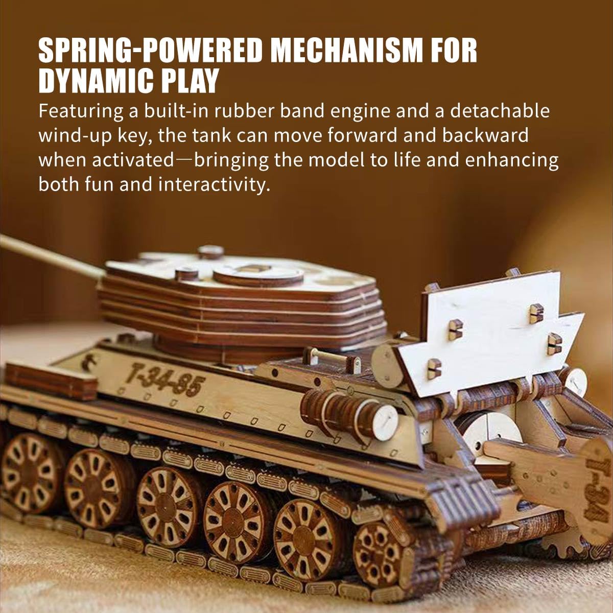 3D Holzpuzzle für Erwachsene, Mechanisch Militär T-34-85 Panzer 3D Holz Modell Bausatz, 965 Teile Holzpuzzle Panzer 3D Puzzle Holz Tank Handwerk Spielzeug Geschenk -KIT