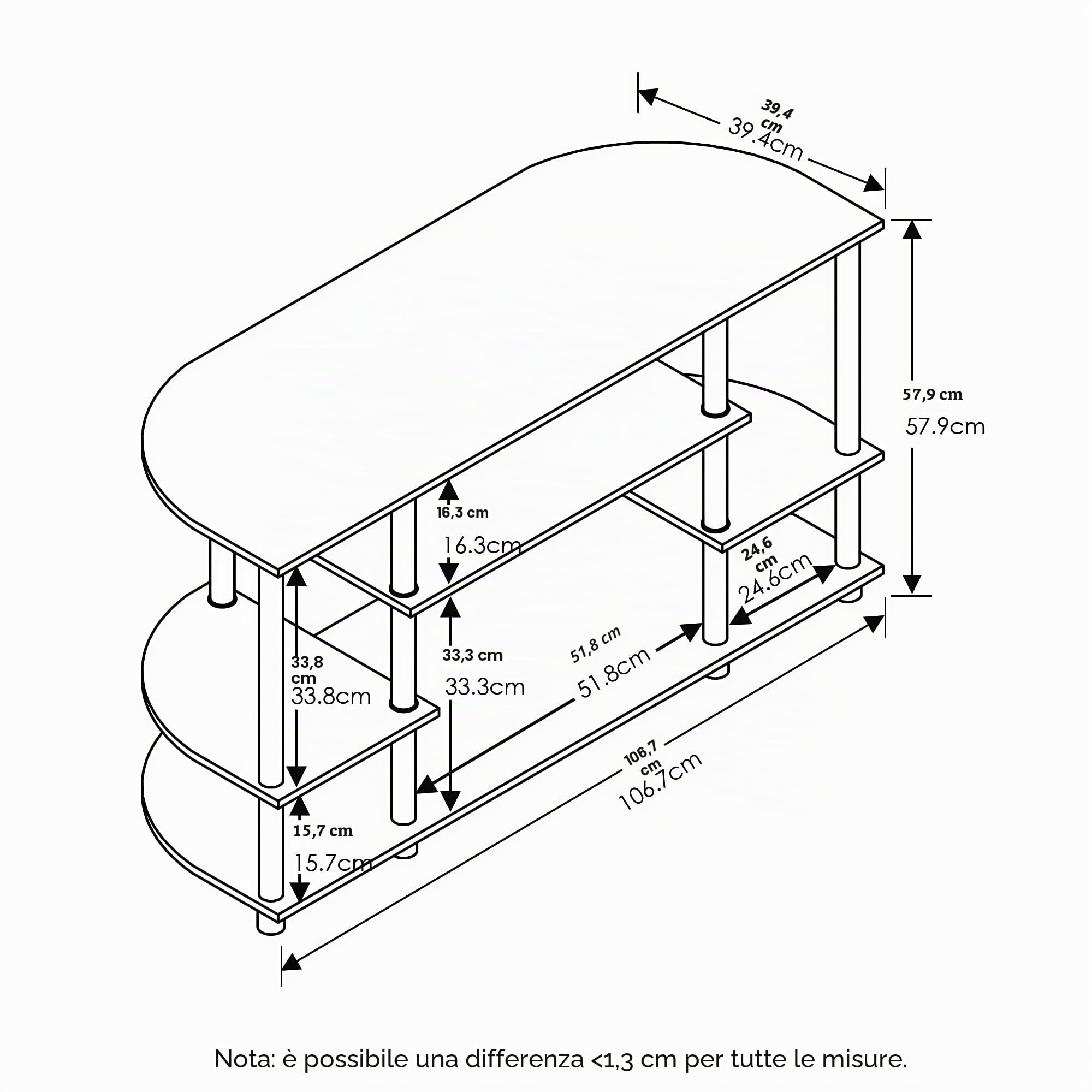 Furinno Jaya Mobile Porta TV, Nero