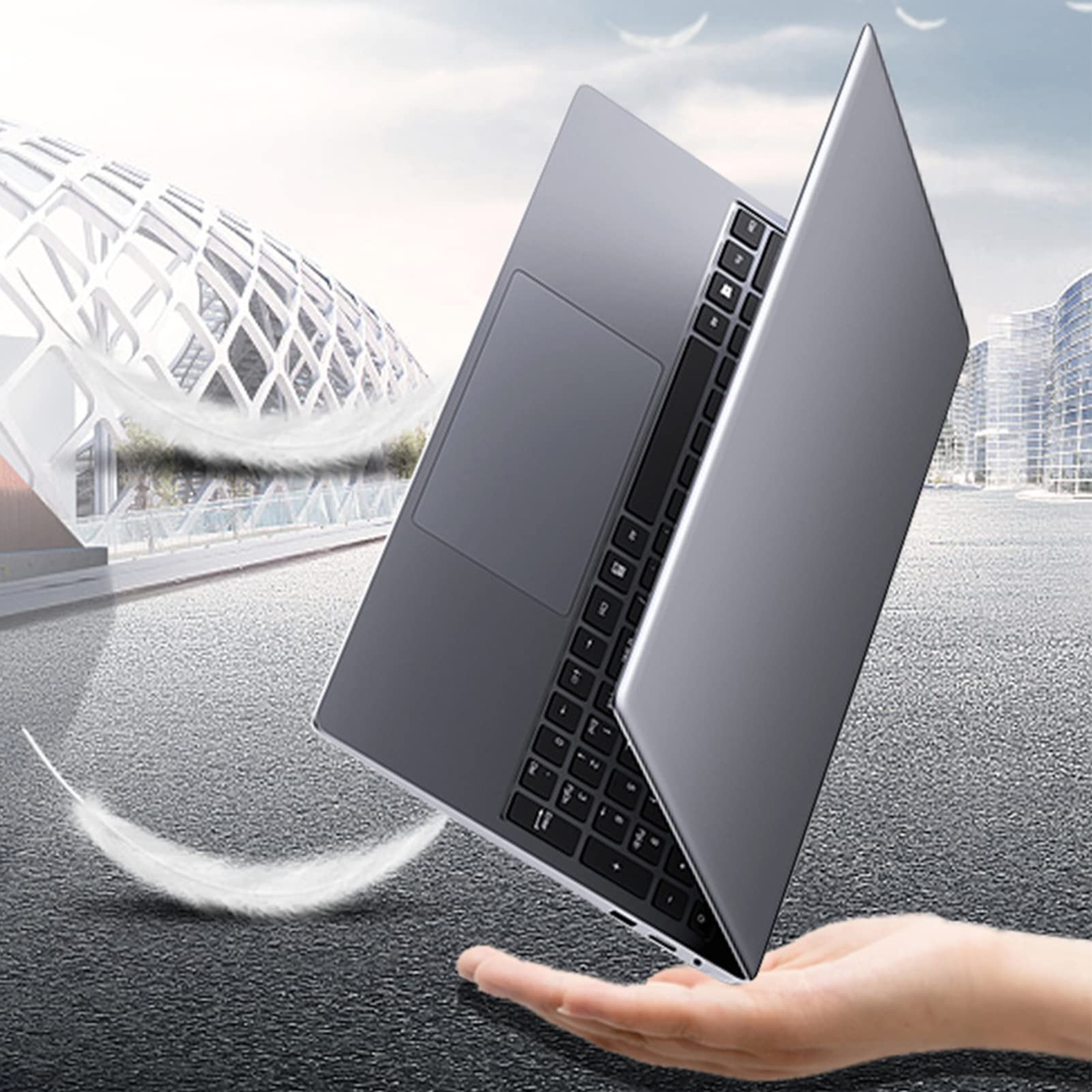 PC Laptop Full HD, Laptop 14.1in, LPDDR4 6GB M.2 128GB Schermo FHD Argento per Computer Portatile Celeron J4105 Connessione WiFi Dual Band 5G Adatto per Casa, Viaggi, Ufficio e