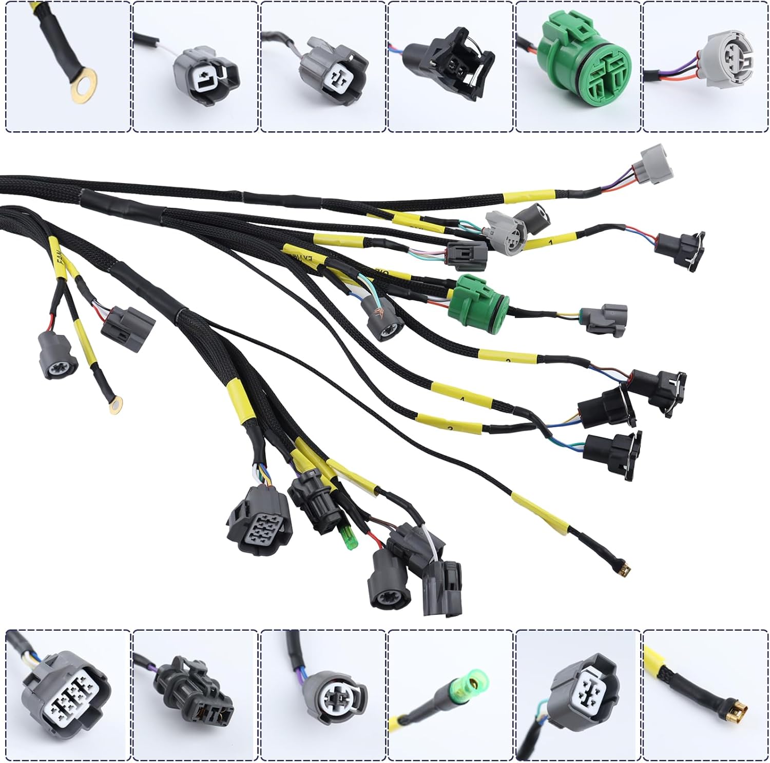 Engine Wiring Harness Compatible with Honda Civic Integra B16 B18 D16 OBD1 Budget D & B-Series Tucked CNCH-OBD1-1