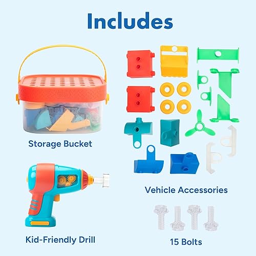 Miniatura 3 de Educational Insights Design & Drill Build-It - Cubo con taladro eléctrico, 41 piezas, juguete STEM preescolar, regalos para niños y niñas, a partir