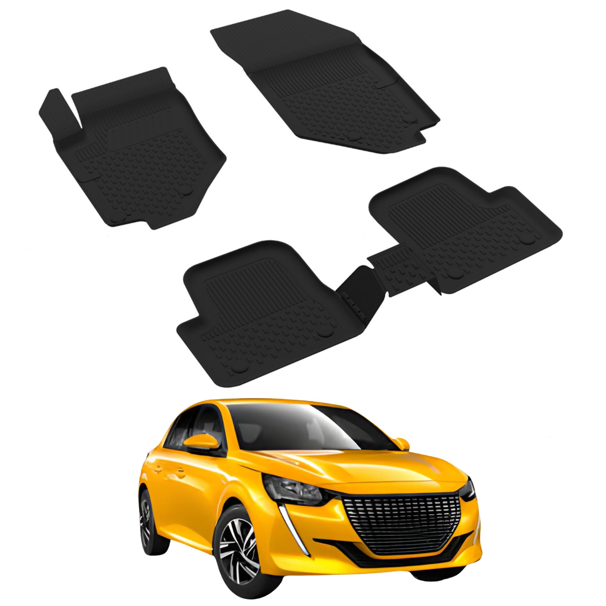 Sahler Tappetini per auto compatibili con Peugeot 208 2019-2026 (Non compatibile con modelli ibridi) | 4.5D Premium TPE gomma antiscivolo tappetini in gomma impermeabile auto tappetino nero
