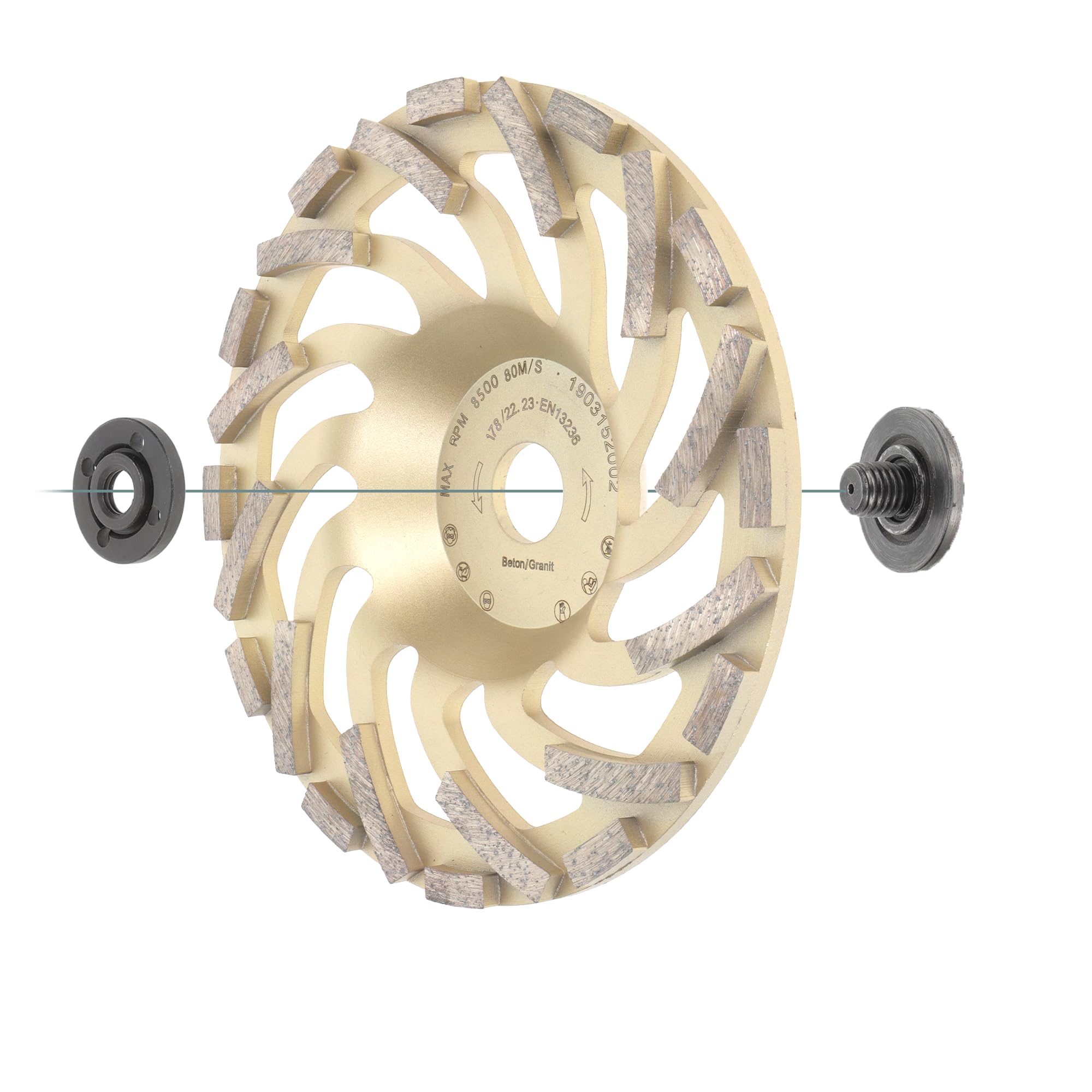PRODIAMANT Muela de Copa Diamantada Turbo ST81 180 mm x 22,23 mm - Segmento 5 mm, para hormigón y piedra natural, calidad profesional, desbaste rápido y profesional, apto para amoladora angular