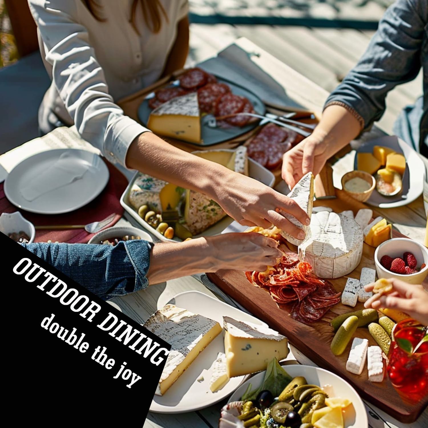 Artestia 1800W Electric Outdoor Grill with Lid, 24" Large Acacia Charcuterie Board for BBQ, Party, Family Dinner