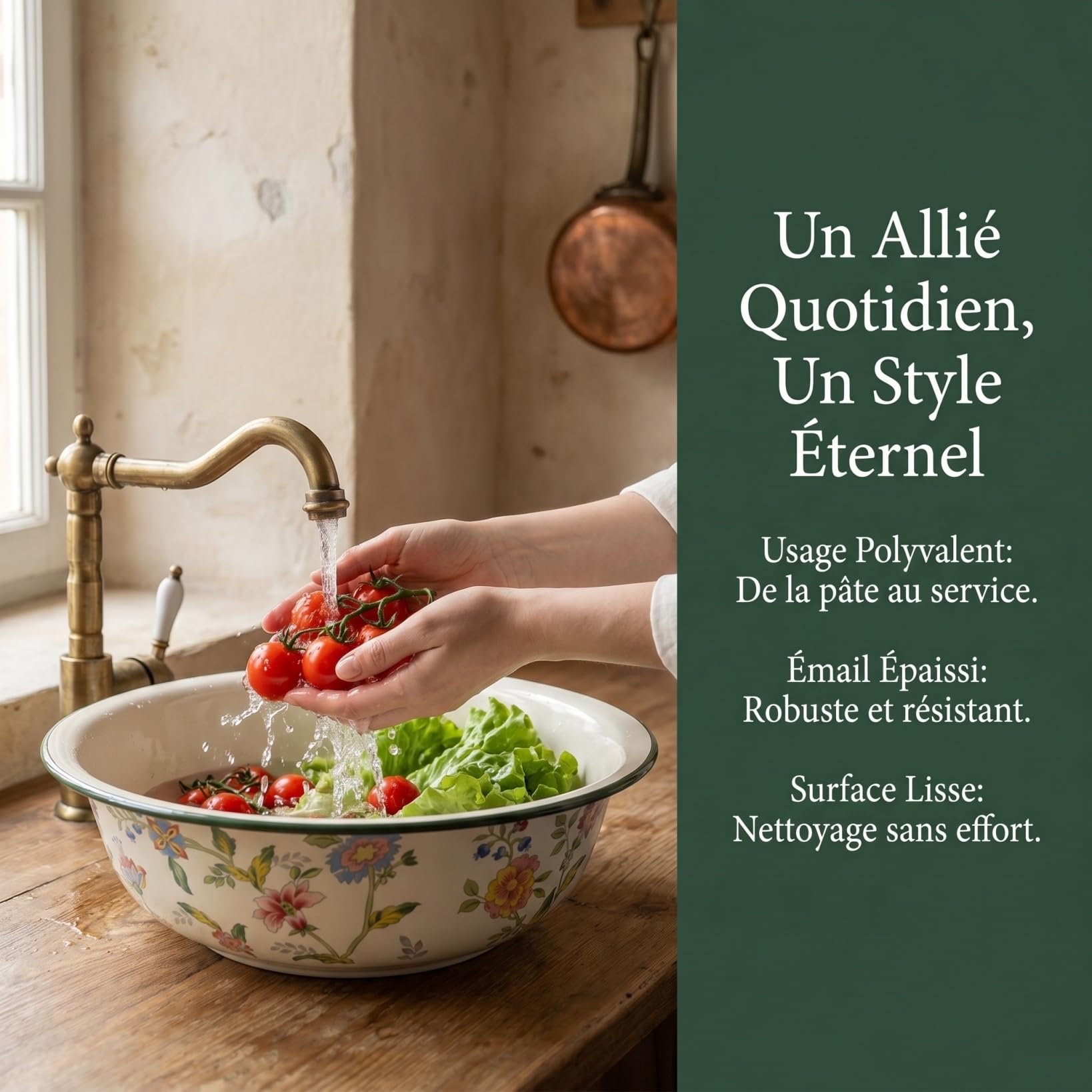 MAGICLULU Bol Émaillé Épais pour Cuisine Grand Bassin Multifonction Chaleur Facile à Nettoyer pour Pétrir Laver Légumes et Préparation Alimentaire Quotidienne