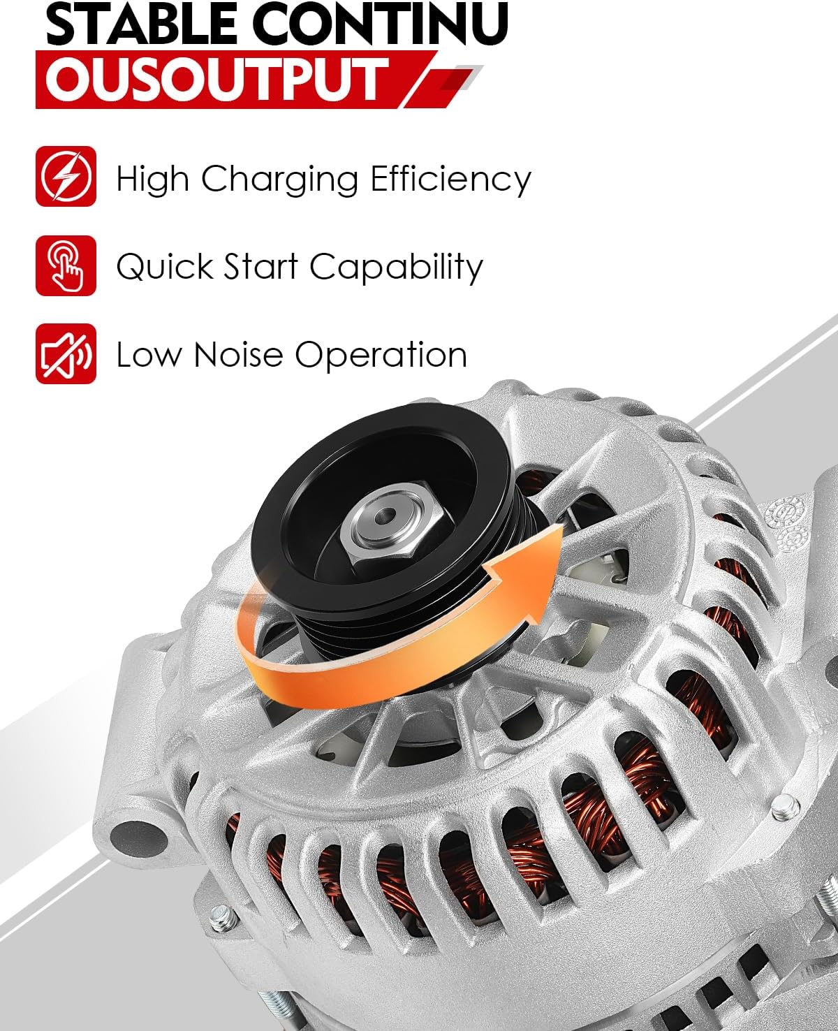 Alternator for:-Mustang Base 4.0L V6 2005 2006 2007 2008, 12V 135Amp, Upgraded New Alternator Replace OE# 4R3T10300AA, 6R3Z10346AARM, 4R3Z10346AA, 40014106, 8437N, 208437
