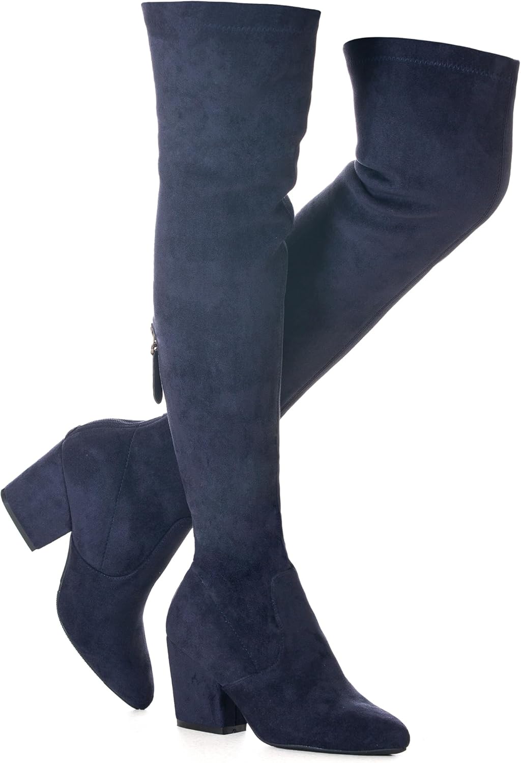 N.N.G Women Over the Knee Boots Thigh High Suede Block Winter Low Above Flat Long OTK Comfort Pointed toe