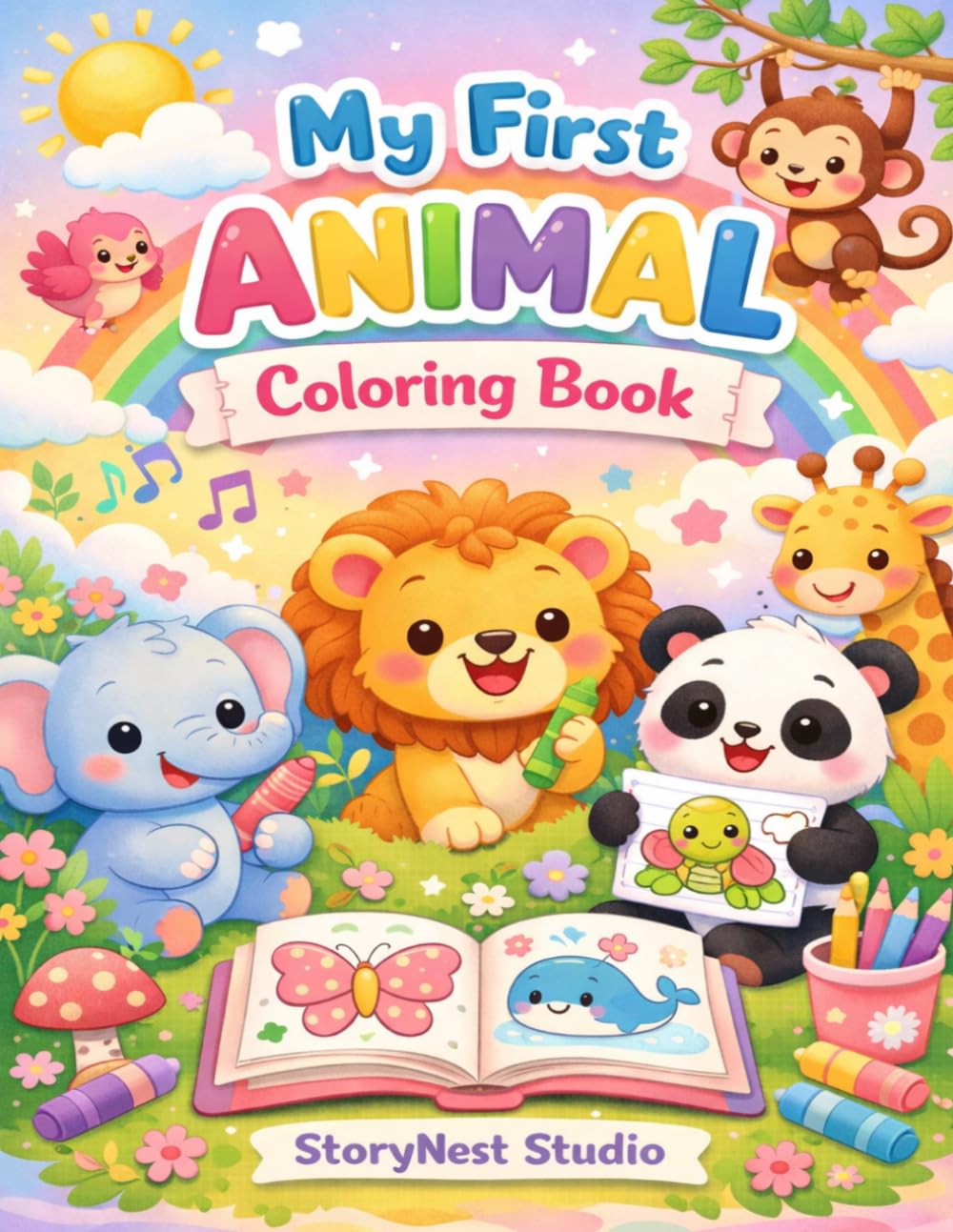 My First Animal Colouring Book: Fun and Easy Farm, Jungle, and Ocean Animals for Kids Ages 3–6