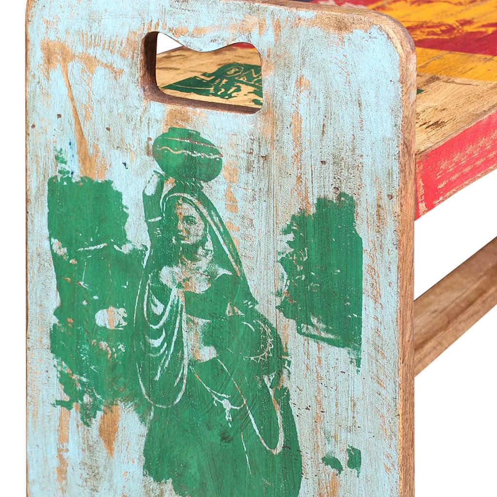 Kolorowa ławka z litego drewna z regeneracji, 100 x 30 x 50 cm