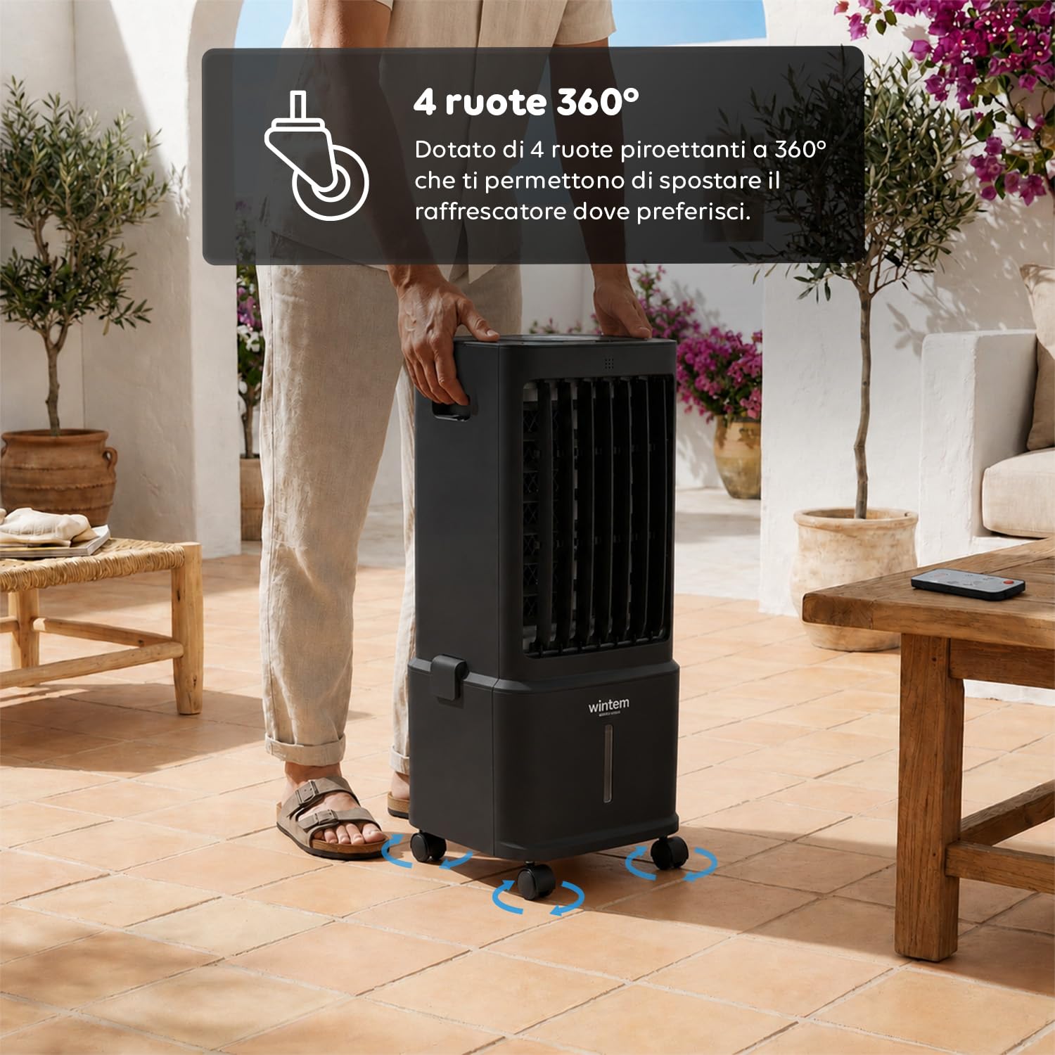 Avilia - Raffrescatore Portatile Senza Tubo Evaporativo 8,5L – Telecomando, Timer 7h, 3 Vel. | Raffrescatore d'Aria e Umidificatore 80W, Display LED Touch, 4 Ruote, <65dB, 26,5×27,8×58,5
