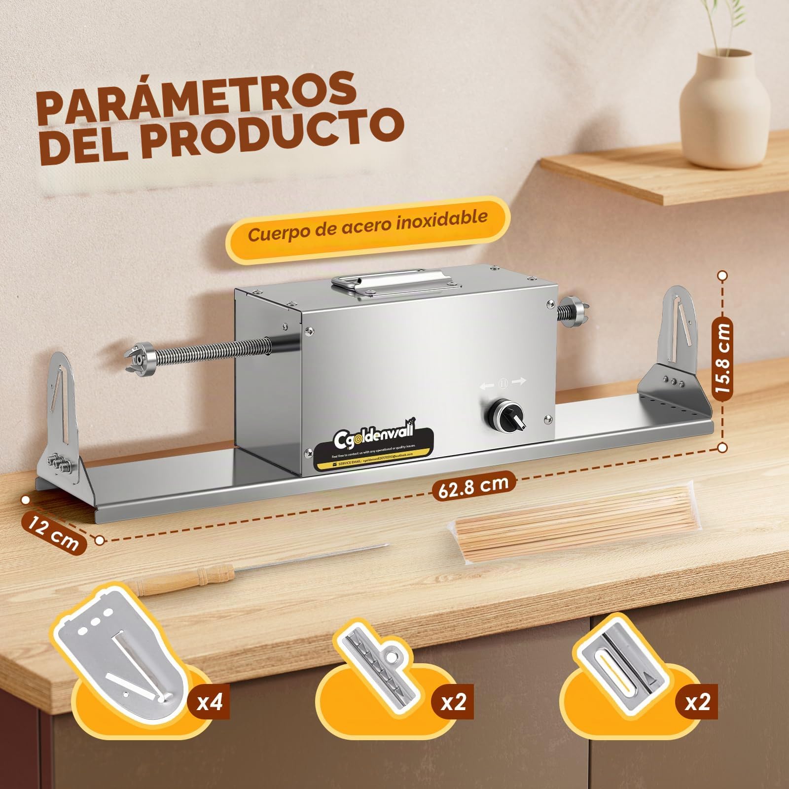 CGOLDENWALL Cortador de Patatas en Espiral Eléctrico, Máquina de Torre de Patatas de Acero Inoxidable para Fritas Rizadas y Chips Tornado, Zanahorias, Verduras, Frutas, Pepinos