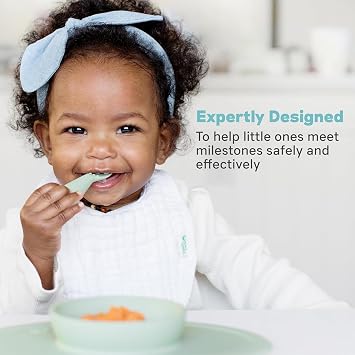 ezpz Tiny Spoon + Tiny Plate - baby essentials spoon and plate