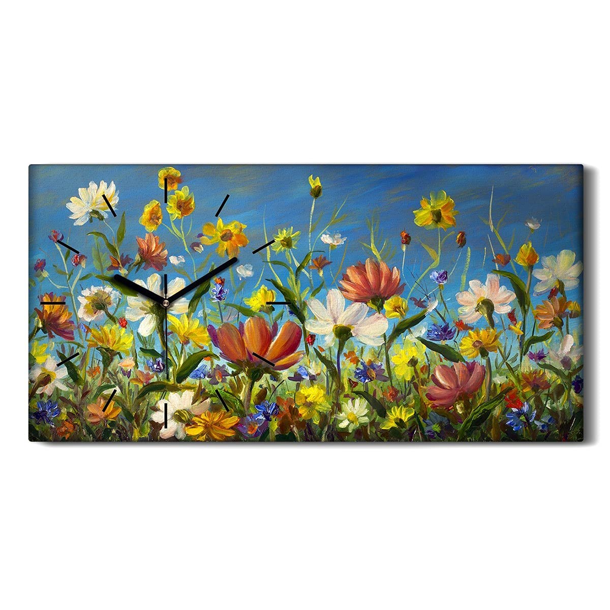 Horloge sur toile silencieuse image art moderne decoration murale 60x30cm