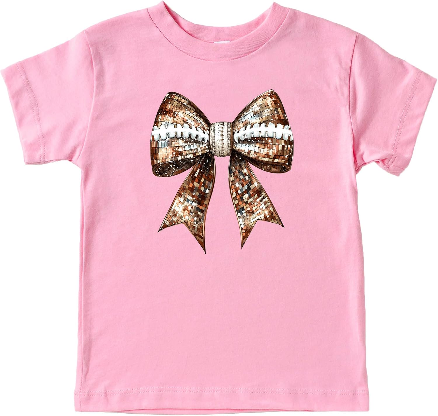 Disco Football Bow Shirt for Girls and Toddlers Cute Girly Tee for Football Season