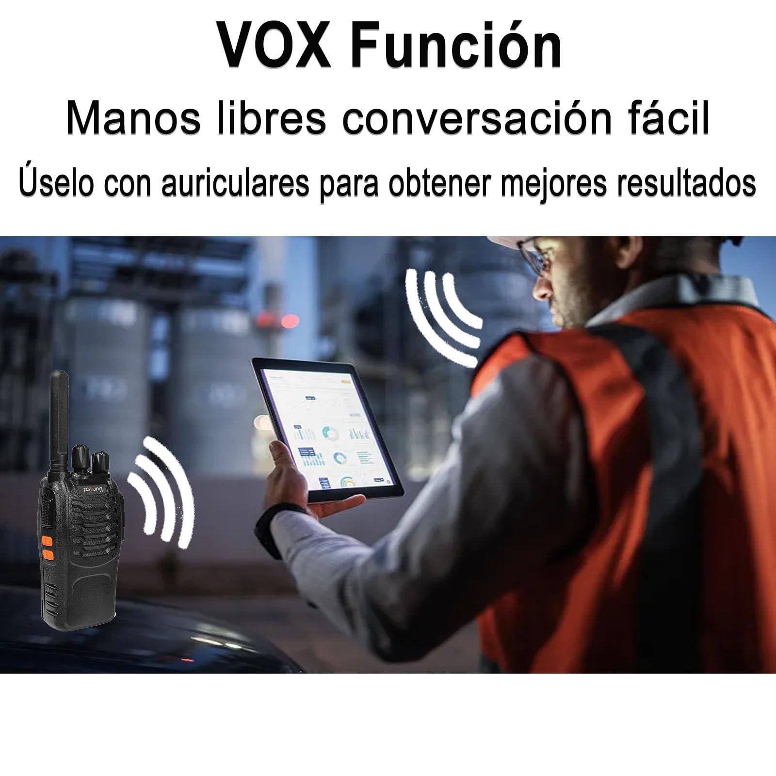 Walkie Talkie PMR446 Licencia Libre Radiobidireccional,16 Canales Walkie Talkies 1500mAh Radio de Largo Alcance Profesional Walkie Talkie,con Cargador de 6 Vías y Auriculares (Negro, 6 Piezas)