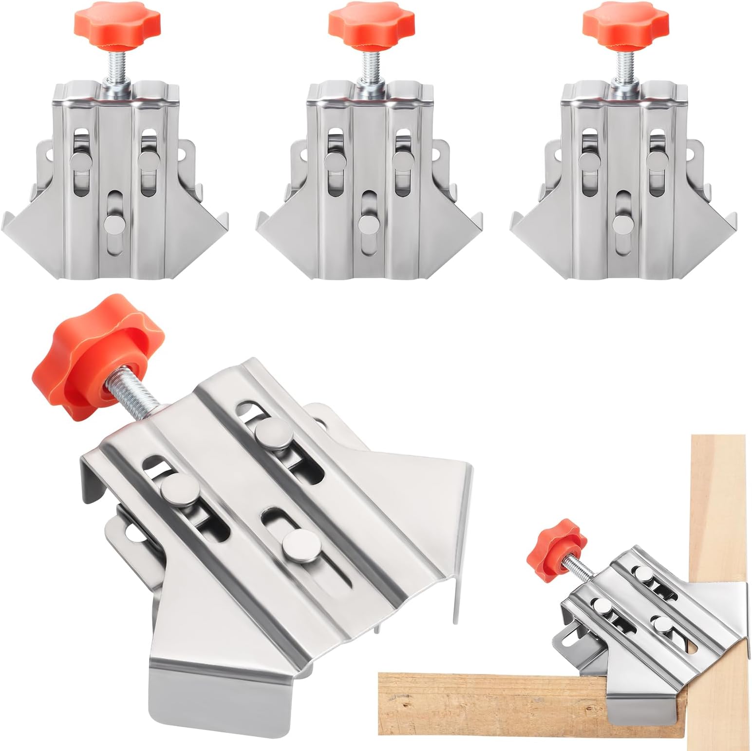 Fippy 4PCS Corner Clamps for Woodworking, 2024 New Stainless Steel Right Angle Clamp, 90 Degree Corner Clamps for Picture Framing, Cabinet and Furniture Welding