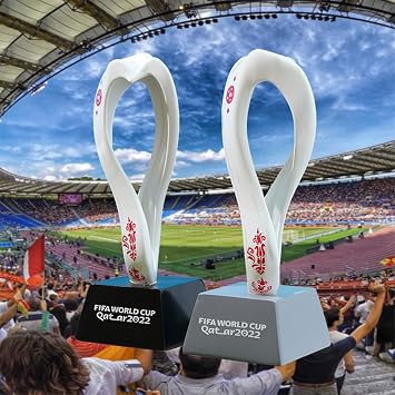 2022 Qatar World Cup Mascot Simulation Trophy Ornaments Logo Emblem 3d Three-Dimensional Resin Gift Soccer Fans Souvenirs Bar Ornaments (Black)