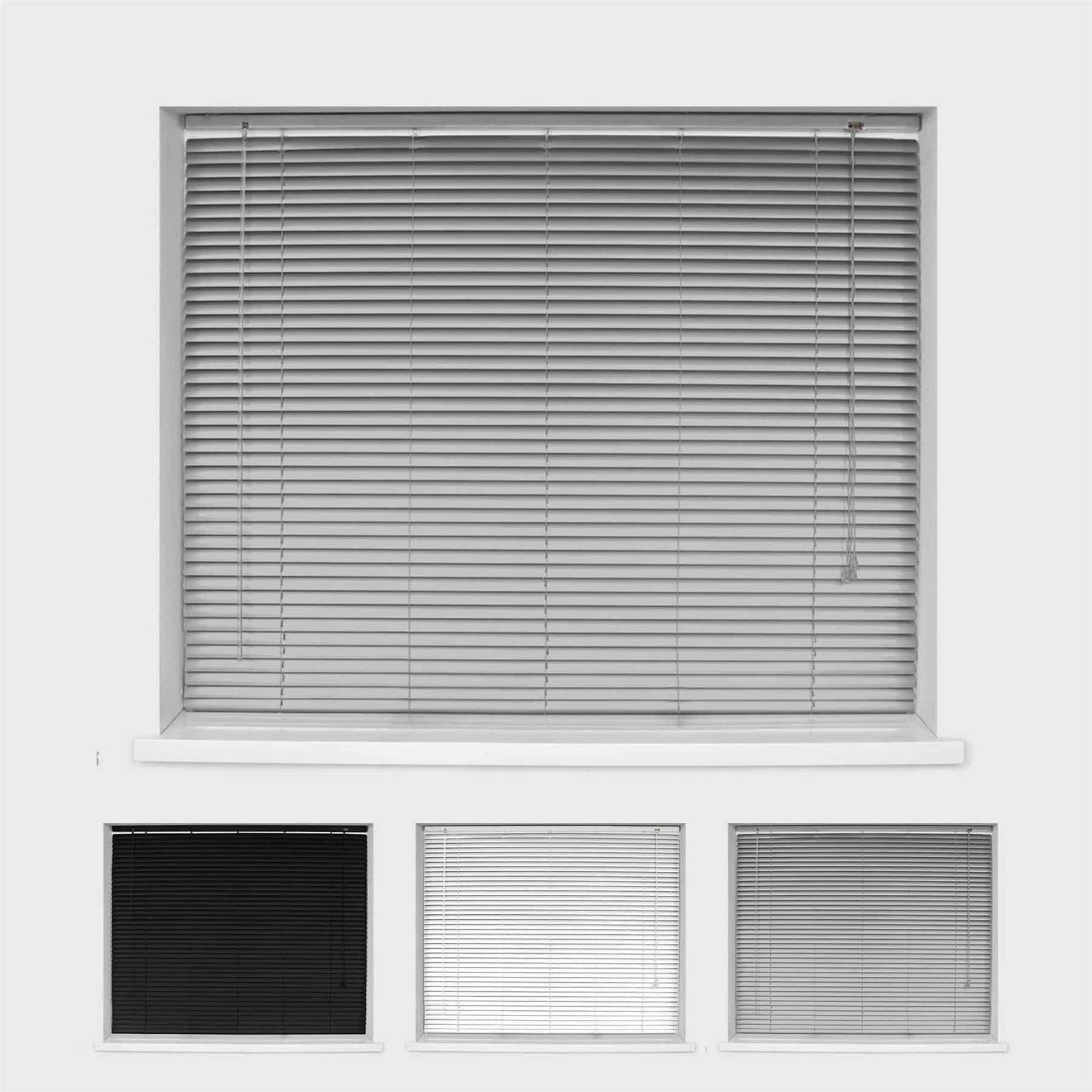 Caecus Silver Aluminium Made To Measure Venetian Blinds - Easy Fit Home Office - Up To 180Cm Width X 150Cm Drop