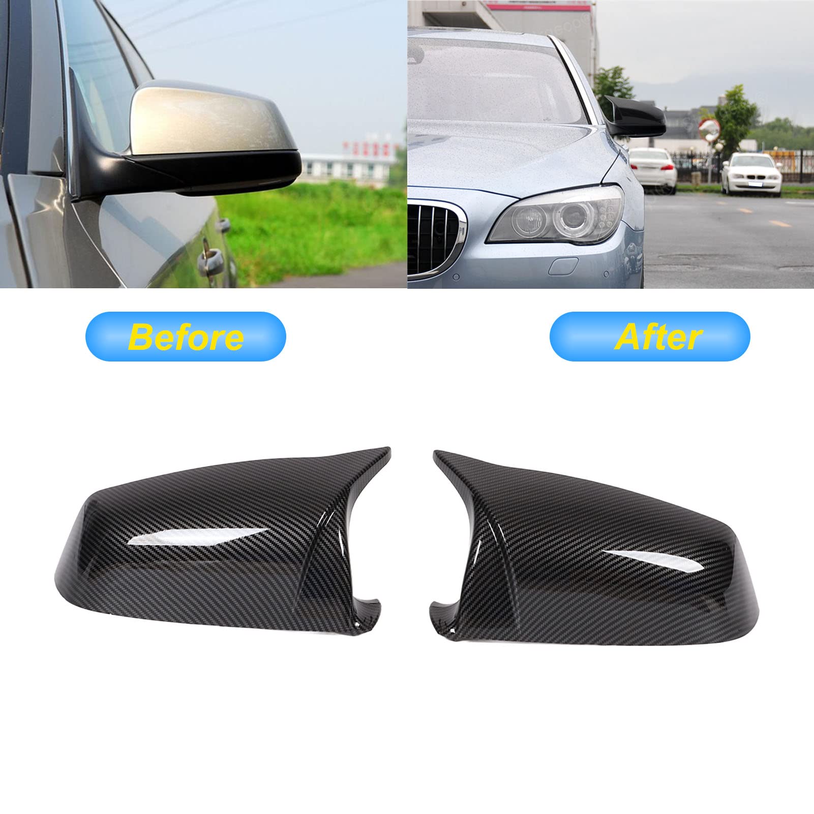 Auto Nutriess Horn Retroview Specchio specchio Specchio laterale Copertura di protezione Sostituzione di alloggiamento protettivo per 5 Serie F07 F10 F11 (Noir brillant)
