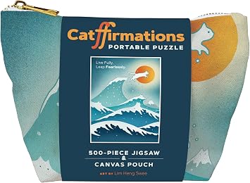 Chronicle Books Catffirmations Portable Puzzle 500-Piece Jigsaw & Canvas Pouch