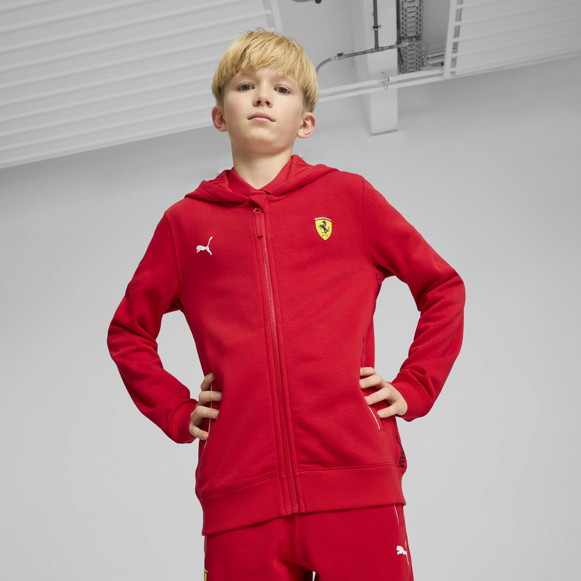 PUMA Scuderia Ferrari Race Felpa con Cappuccio per Ragazzi 128 Rosso Corsa Red, Rosso Corsa Red, 128