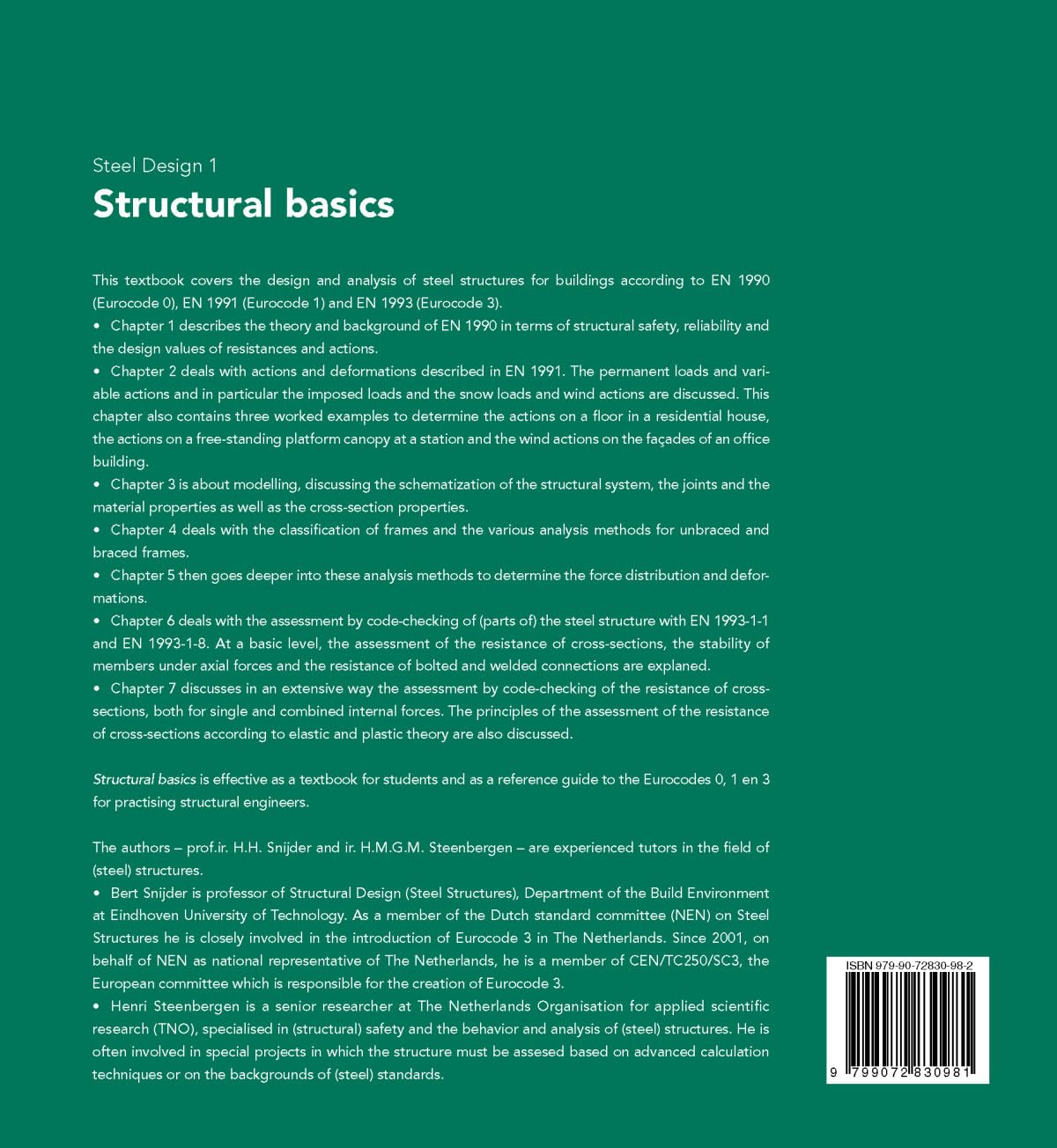 Structural basics: Analysis and design of steel structures for buildings according to Eurocode 0, 1 and 3 (Steel Design, 1)
