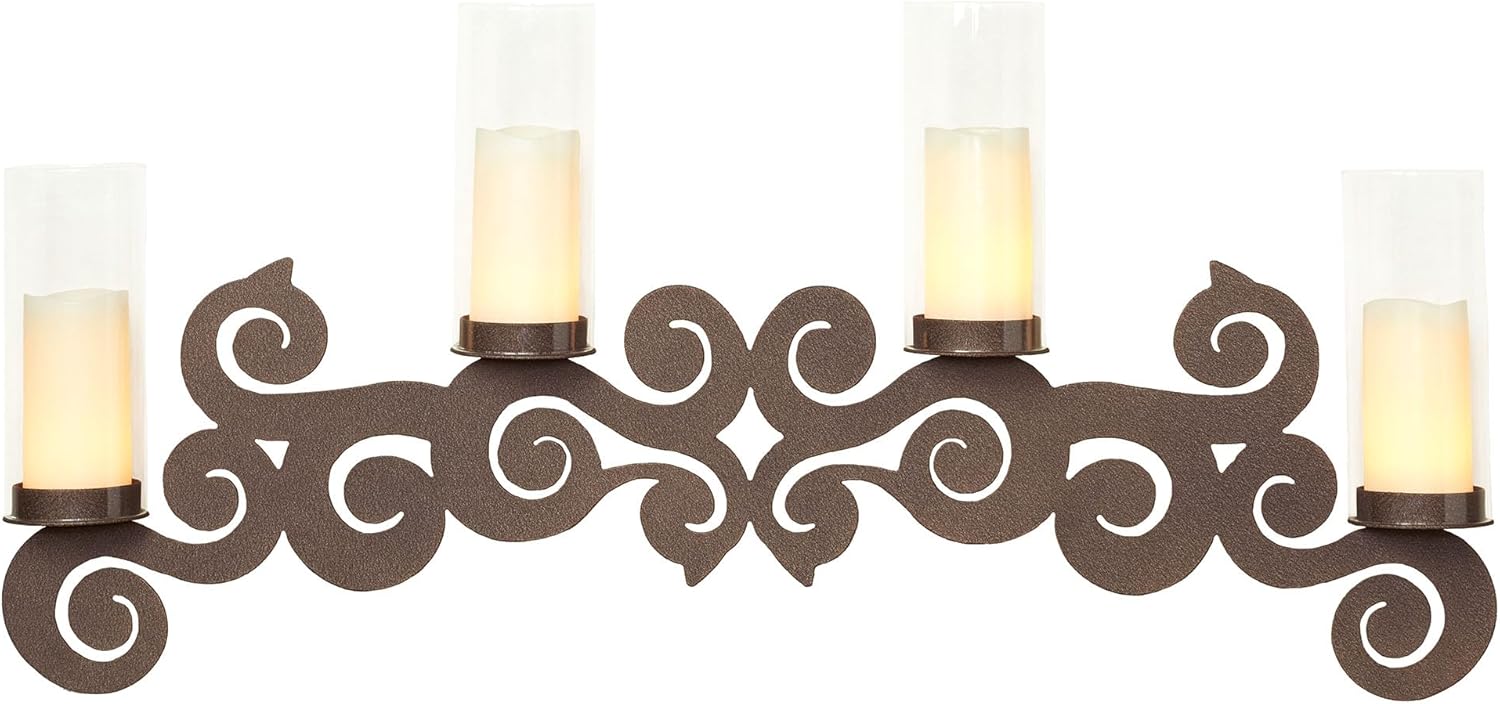 Saint Thomas Metal Wall Sconce Candelabra | Black | Candleholder Decor for Candles with Hurricane Style Glass