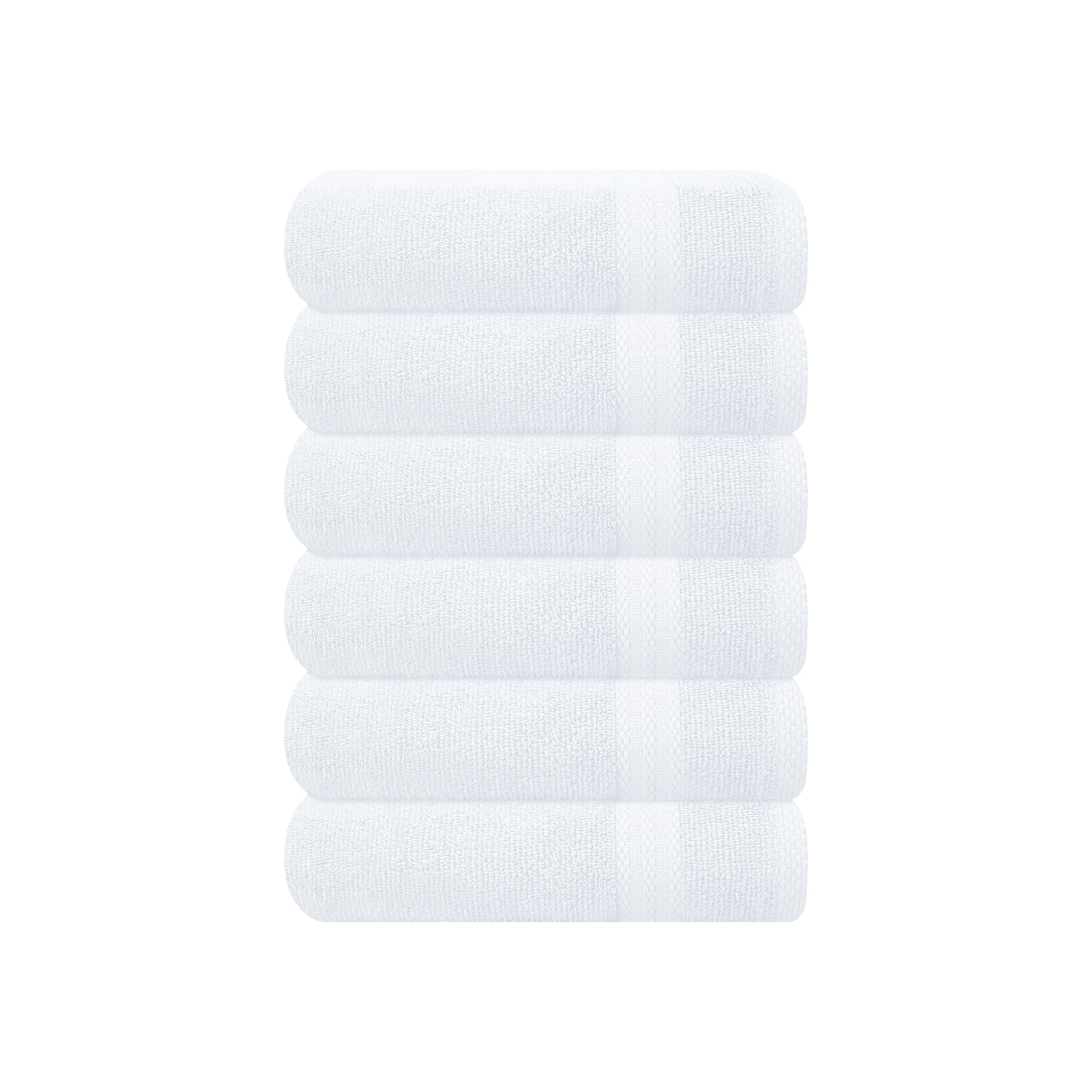 GLAMBURG Ultra Soft 6-Piece Hand Towel Set 16x28-100% Ringspun Cotton - Durable &amp; Highly Absorbent Hand Towels - Ideal for use in Bathroom, Kitchen, Gym, Spa &amp; General Cleaning - White