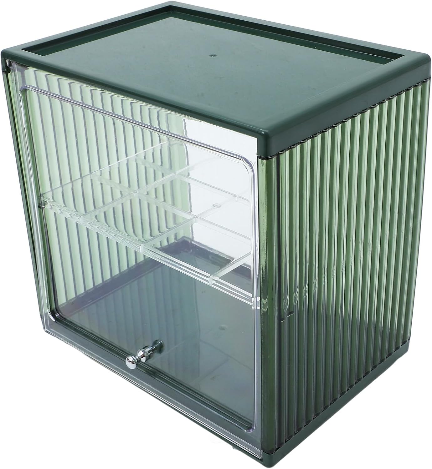 Double Layer Bread Box for Countertop Kitchen Storage Green Household Bread Bin with Airtight Lid Tray and Snacks