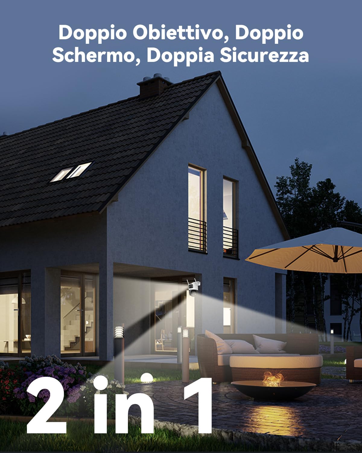 Imou 4K (3MP+5MP) Telecamera Wi-Fi Esterno Doppio Obbiettivo, 360°PTZ Videocamera Sorveglianza Esterno con Visione Notturna a Colori, Rilevamento Umano/Veicoli, IP66, Tracciamento Intelligente, 2,4ghz