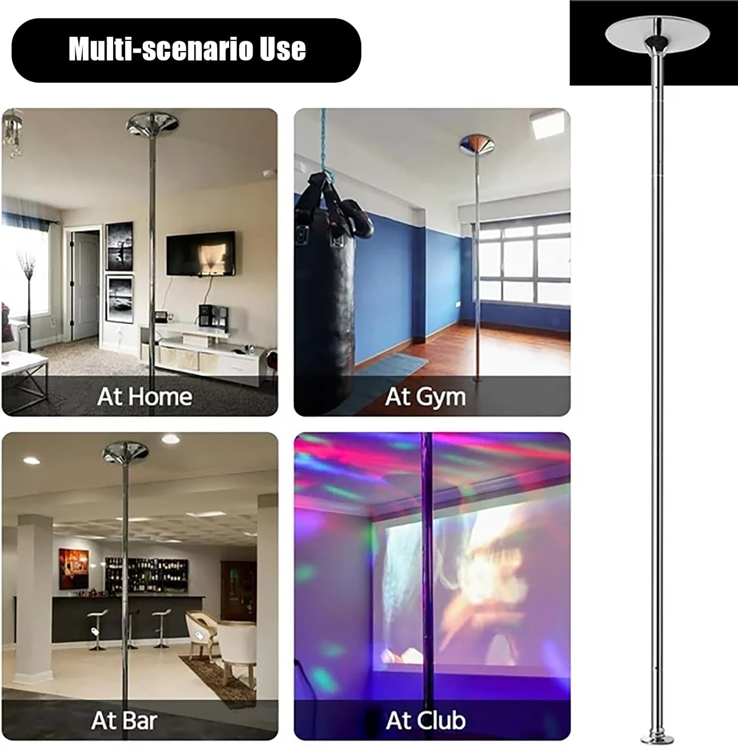 Fitness Dance Pole Kit 7ft 9ft 10ft 11ft,Static Stripper Pole for Apartment Party Pub,Adjustable 45mm Dancimg Pole for Ceiling (Gold 7.4ft)