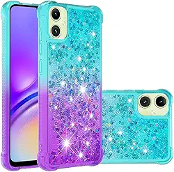 GYHOYA Capa para Samsung Galaxy A06 Brilhante Meninas Mulheres, Glitter Líquido Areia Movediça À Prova de Choque Capa Traseira de Silicone TPU Macio Capa Protetora Fina para Samsung Galaxy A06 Azul