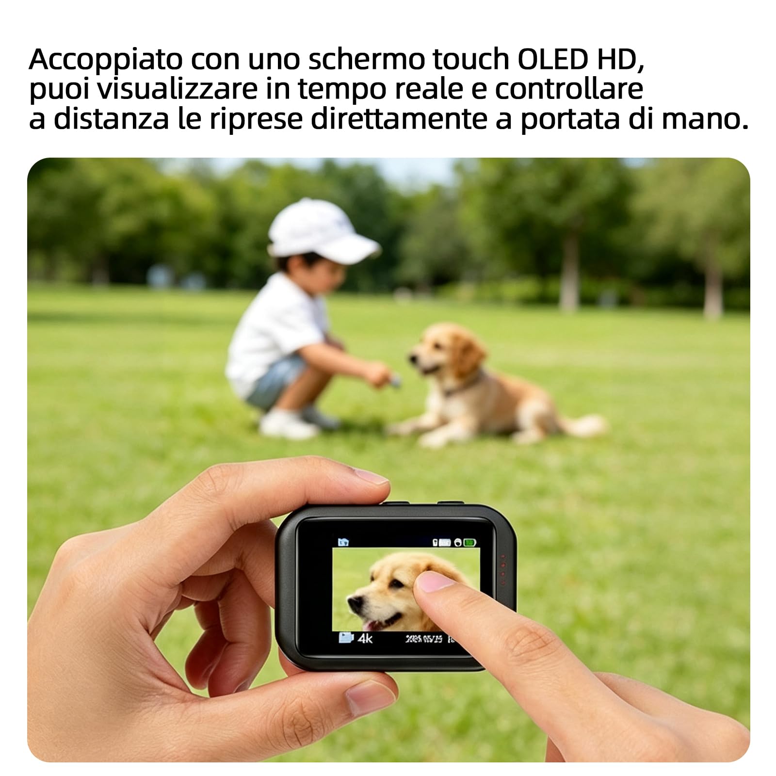 Fotocamera portatile di vlogging 1080p, fotocamera d'azione POV a 360 °, Cam sportiva impermeabile con stabilizzazione dell'immagine per vlogging ciclismo Sport di viaggio