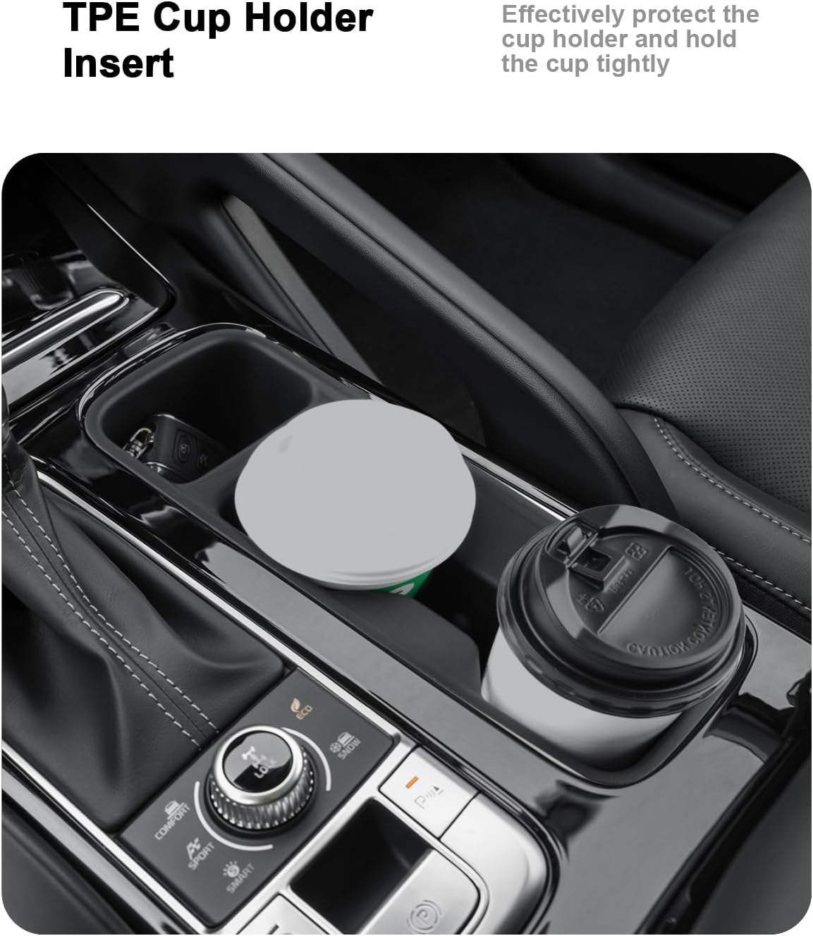 2025 Telluride Center Console Organizer - 3 Pcs Armrest Box Organizer Tray + TPE Center Console Cup Holder + TPE Armrest Box Cup Holder for 2020-2025 Kia Telluride Accessories - ABS Organizer