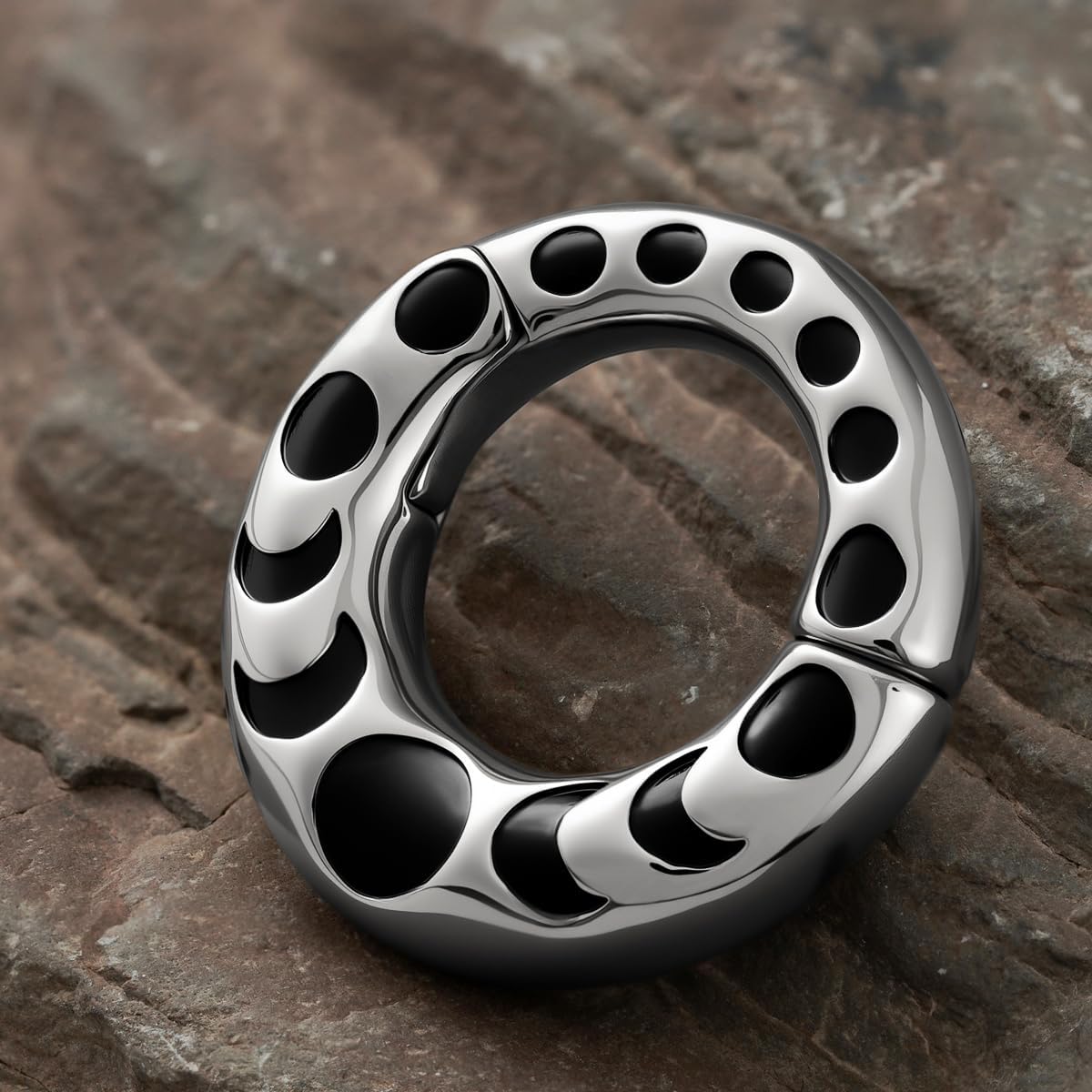 ERKUOO 1Pair 2G Stainless Steel Dangle Ear Hanger Weights Elegant Gothic Tunnels Plug Gauges for Stretched Ears Heavy Drop Stretching Jewelry Petal Moon Phase Design for Women Men 6mm